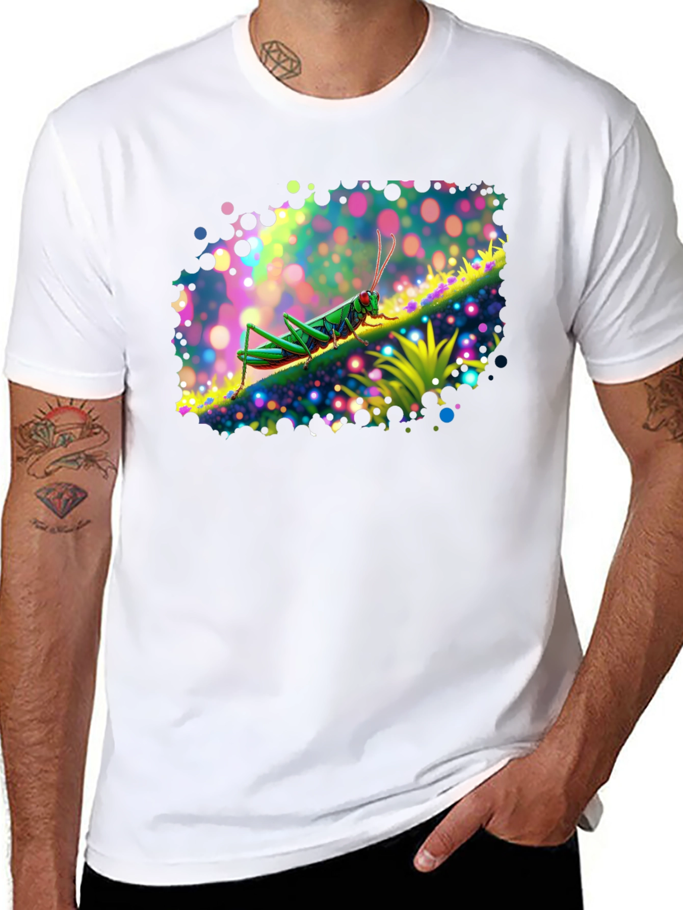 Grasshopper Graphic Tee - Vivid Insect Art
