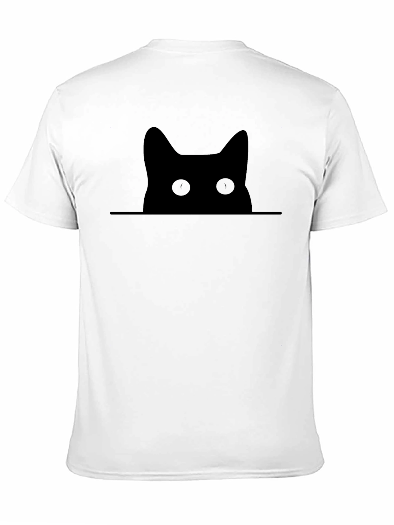 Peeking Cat Graphic Tee - Black Cotton Blend