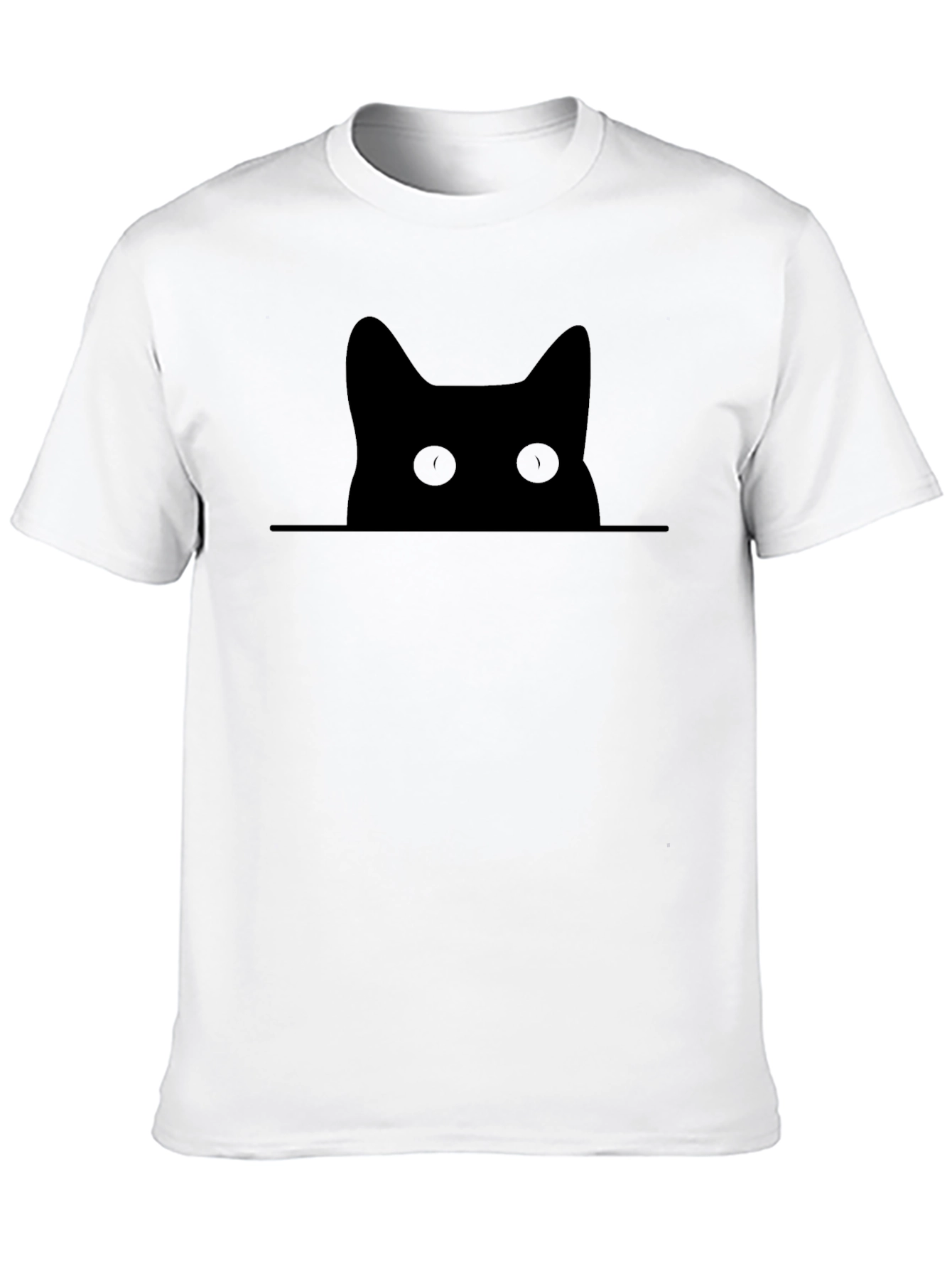 Peeking Cat Graphic Tee - Black Cotton Blend