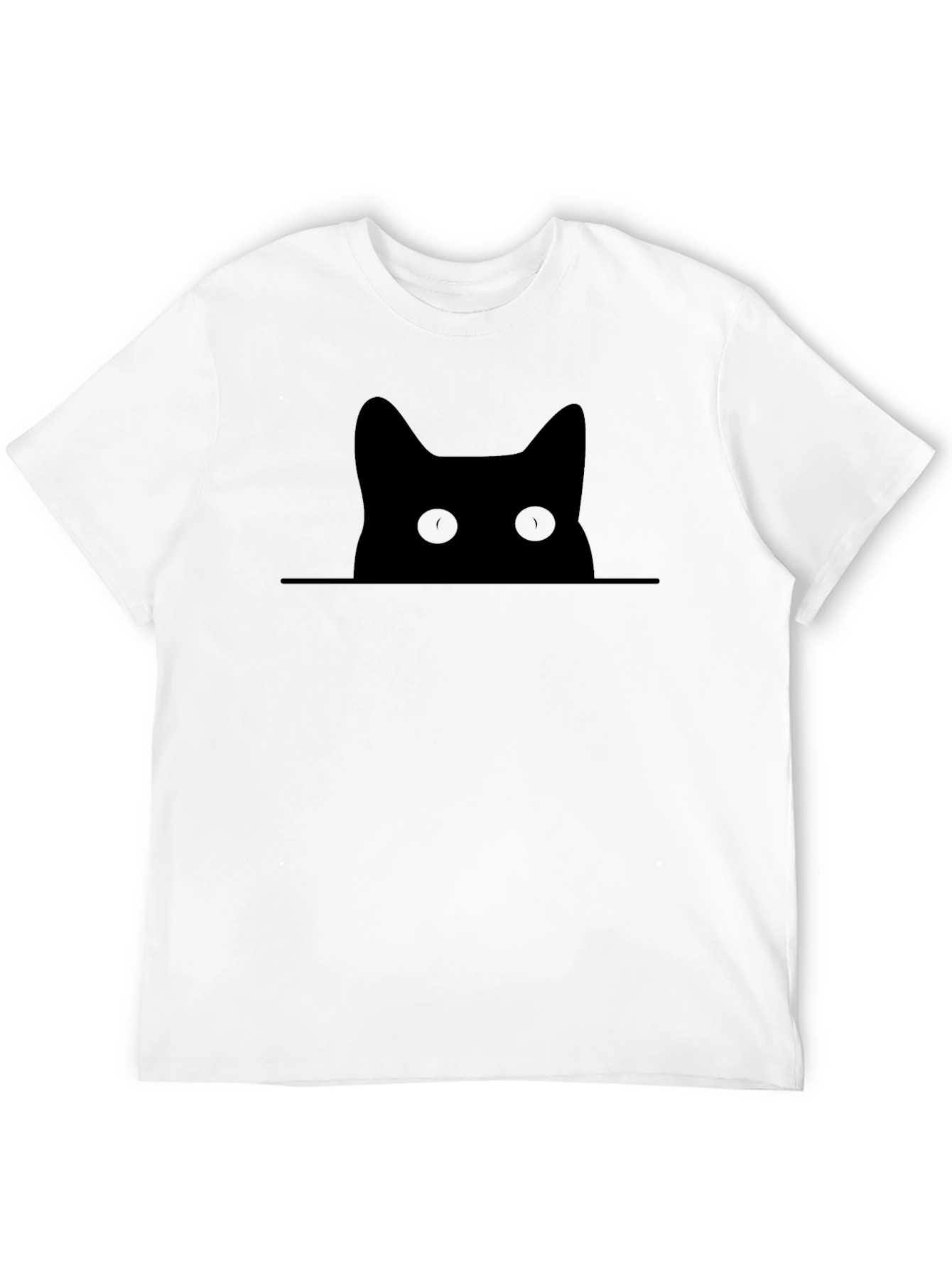 Peeking Cat Graphic Tee - Black Cotton Blend