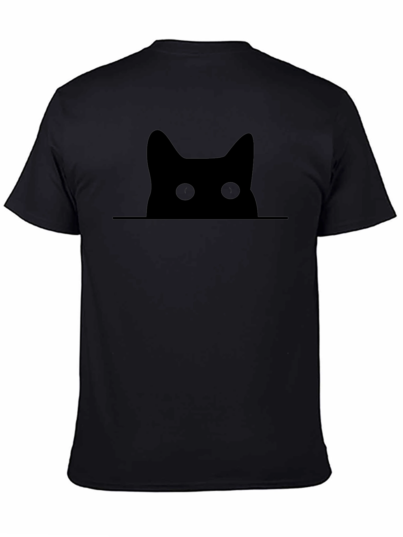 Peeking Cat Graphic Tee - Black Cotton Blend