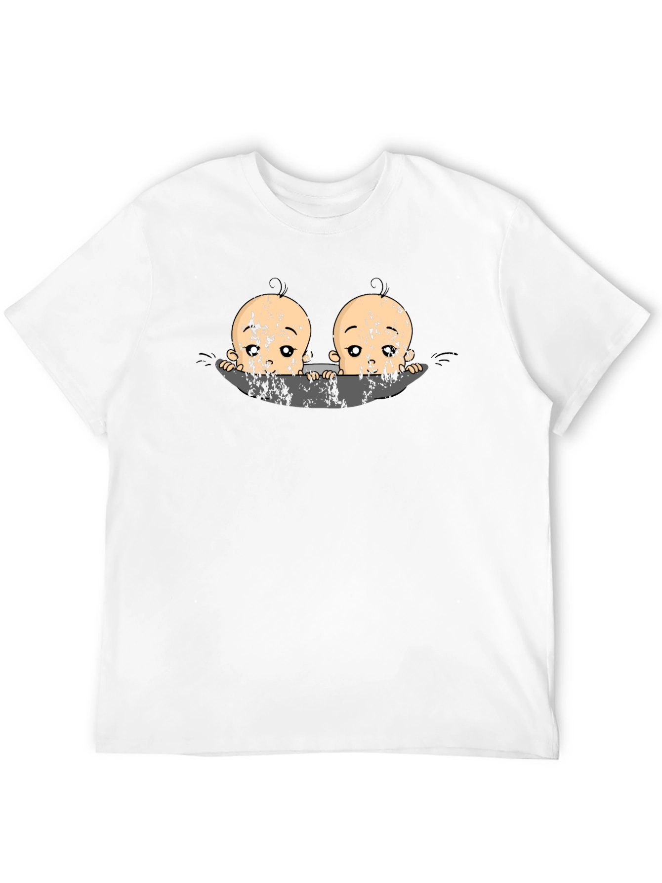 Twin Babies Graphic Print Black T-Shirt