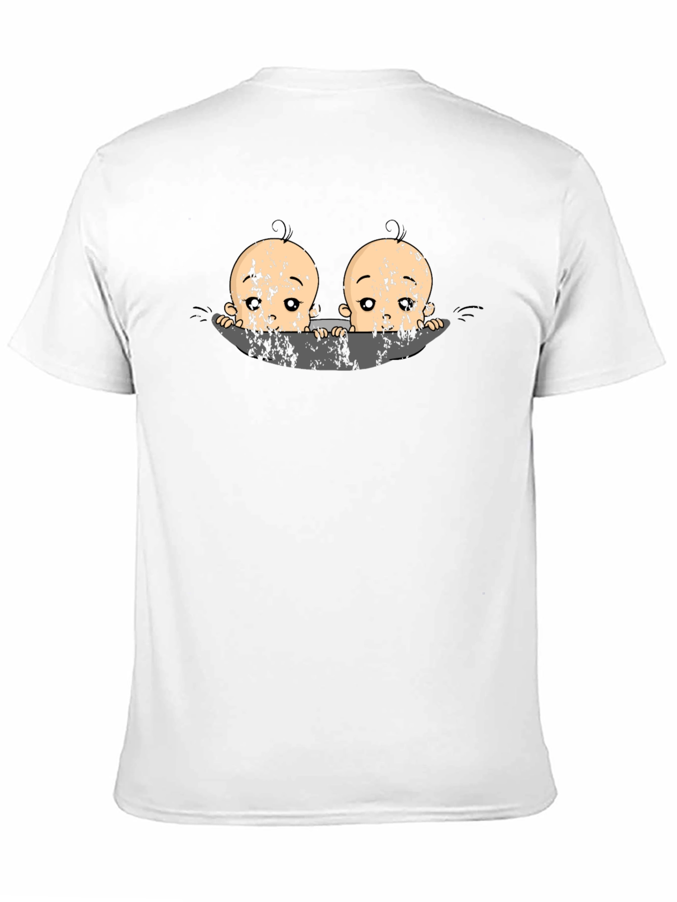 Twin Babies Graphic Print Black T-Shirt