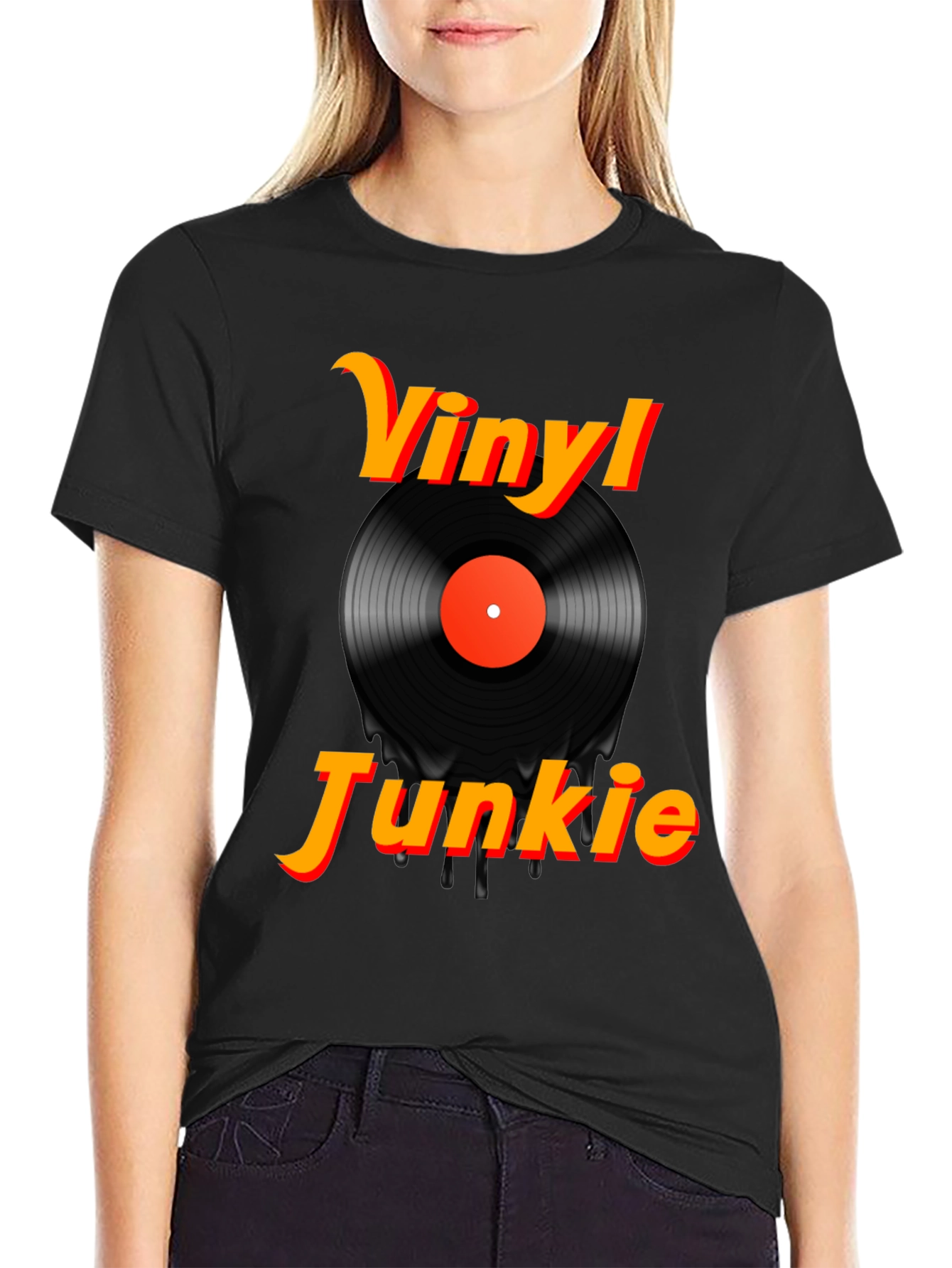 Vinyl Junkie Black Graphic Tee