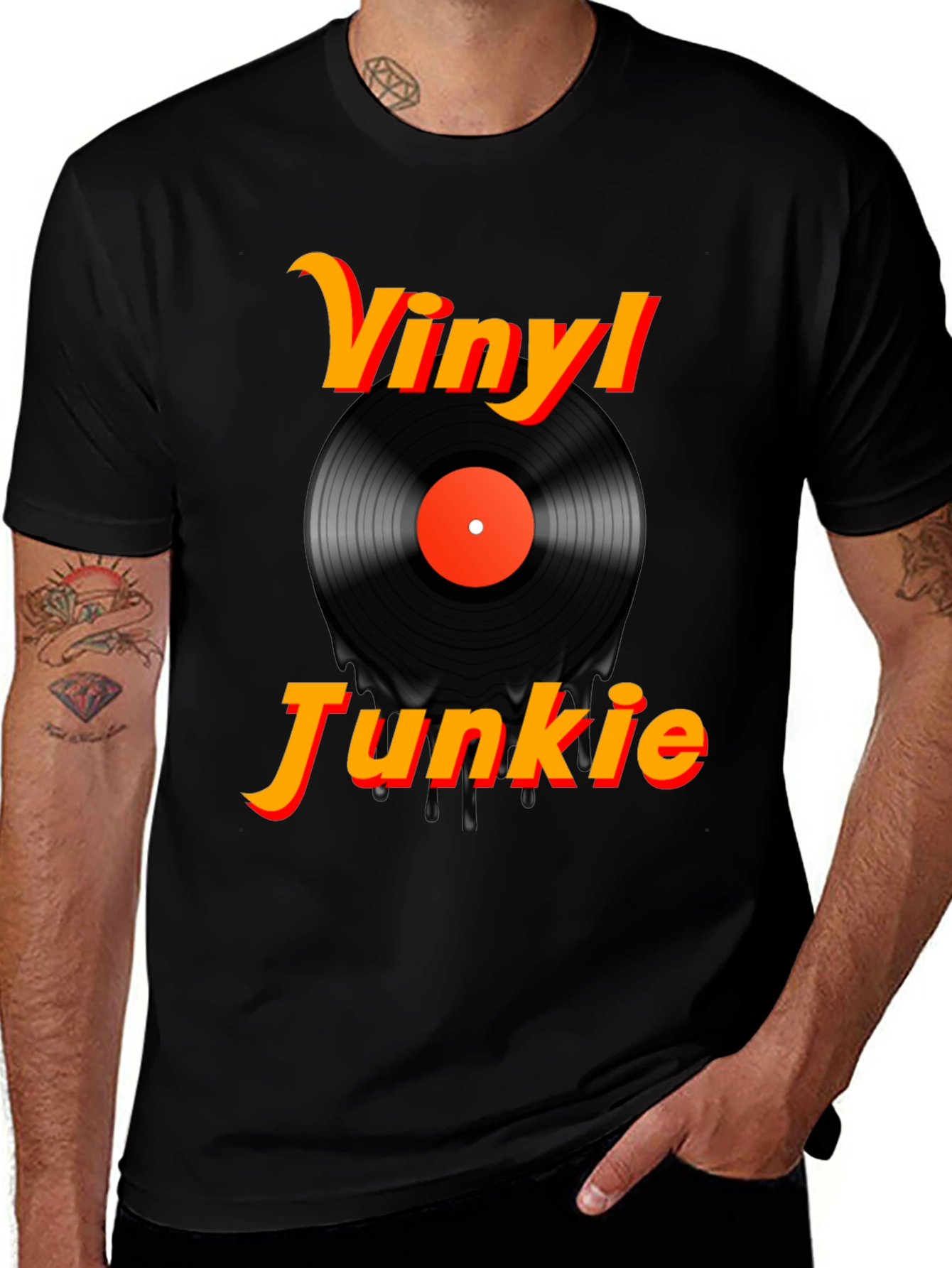 Vinyl Junkie Black Graphic Tee