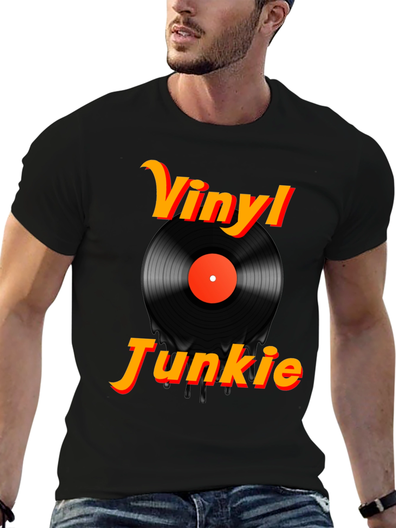 Vinyl Junkie Black Graphic Tee
