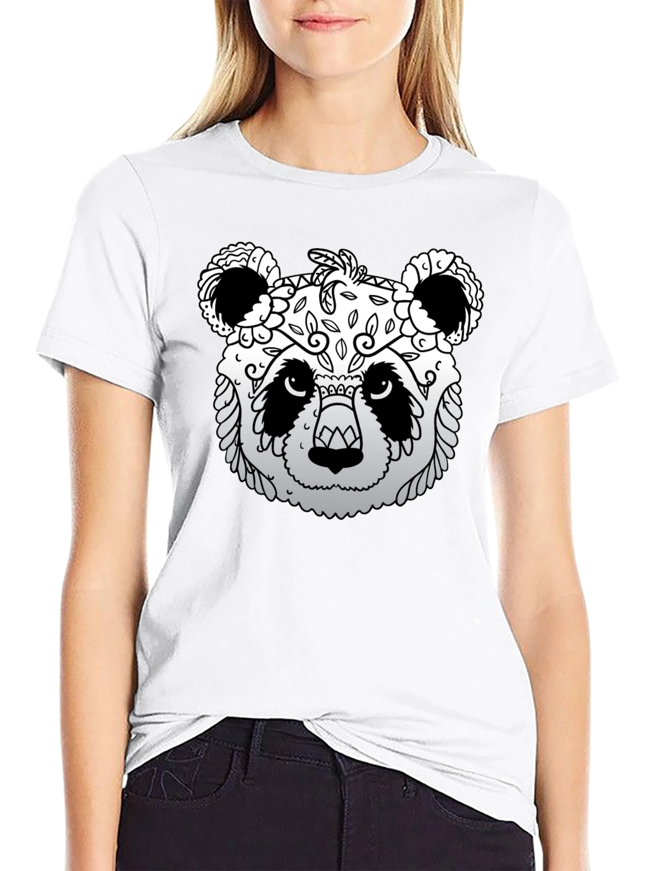 Panda Sugar Skull Graphic Tee - Mens Black T-Shirt