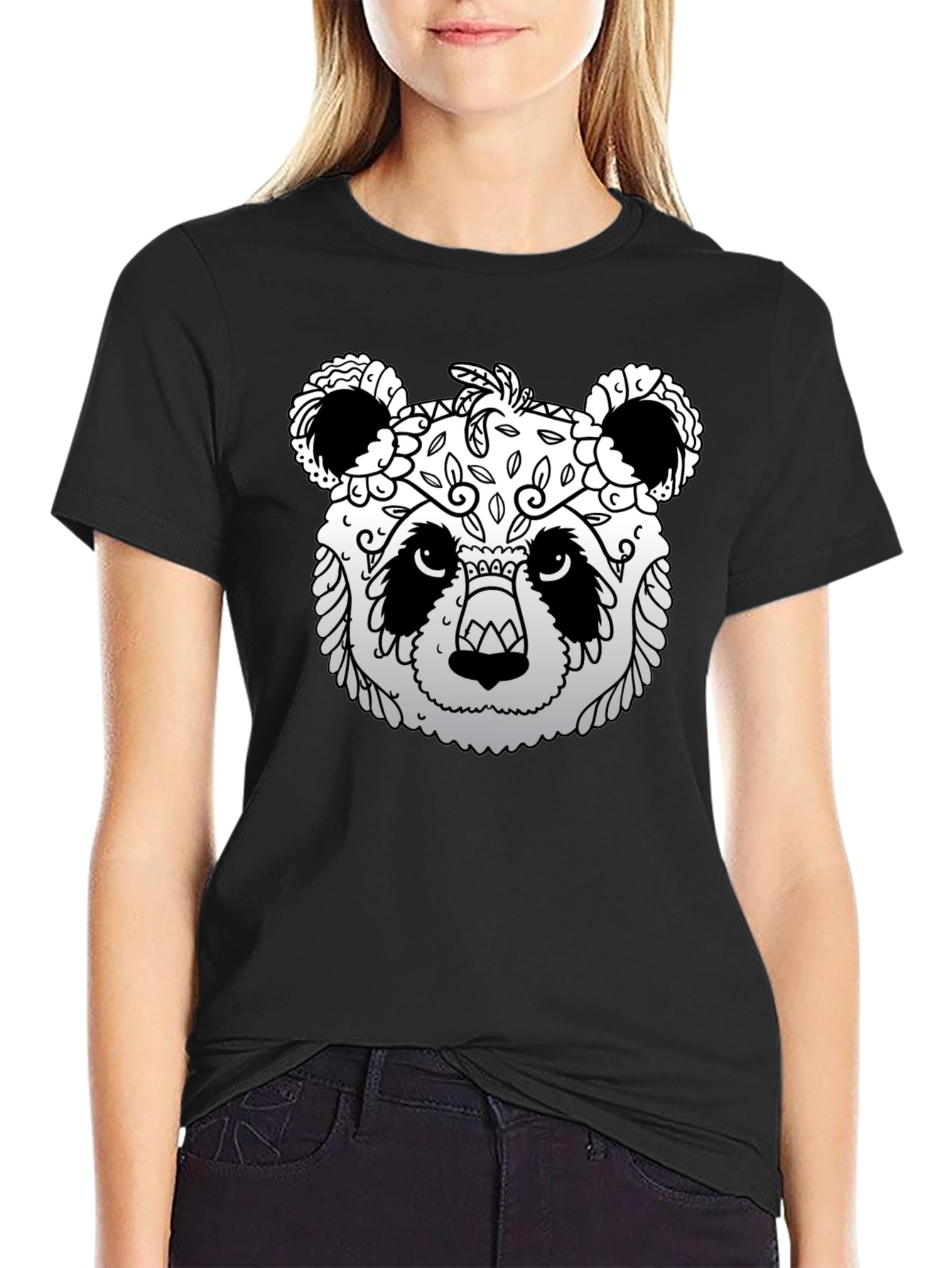 Panda Sugar Skull Graphic Tee - Mens Black T-Shirt