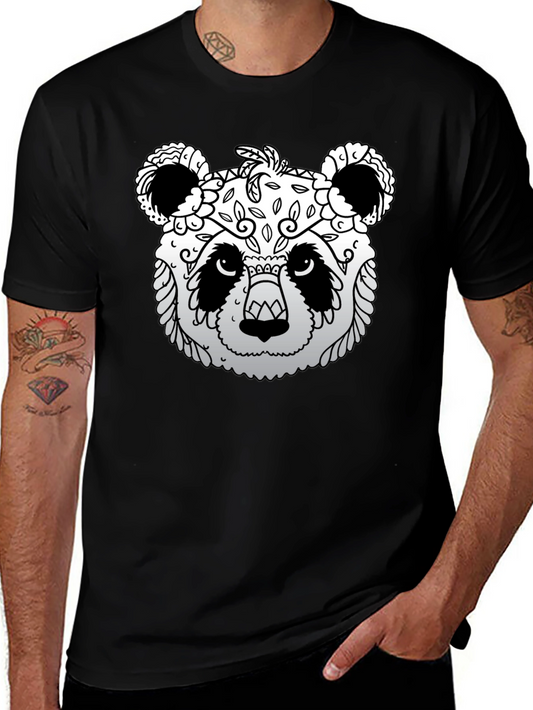 Panda Sugar Skull Graphic Tee - Mens Black T-Shirt