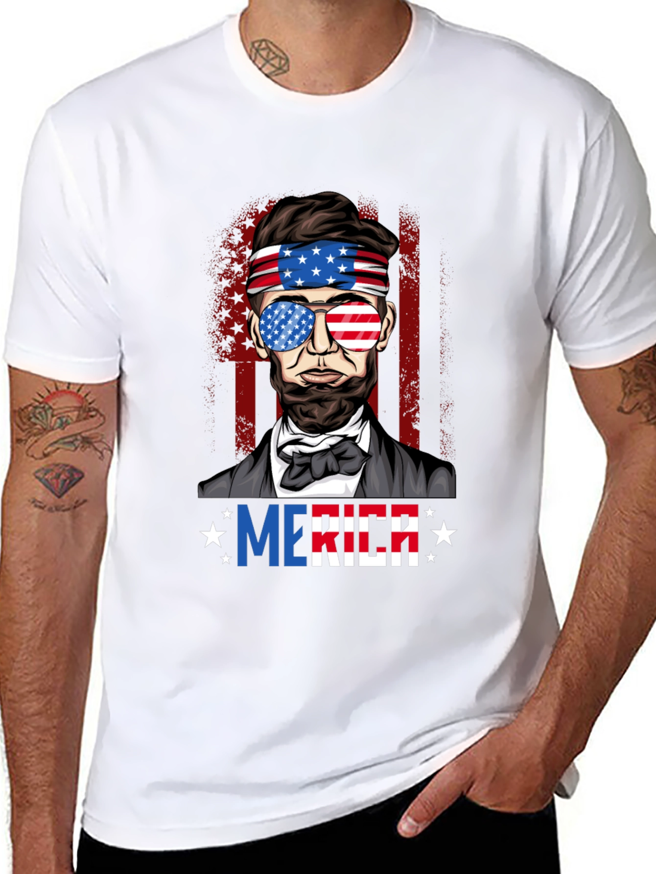 Patriotic Abraham Lincoln Mens Graphic T-Shirt
