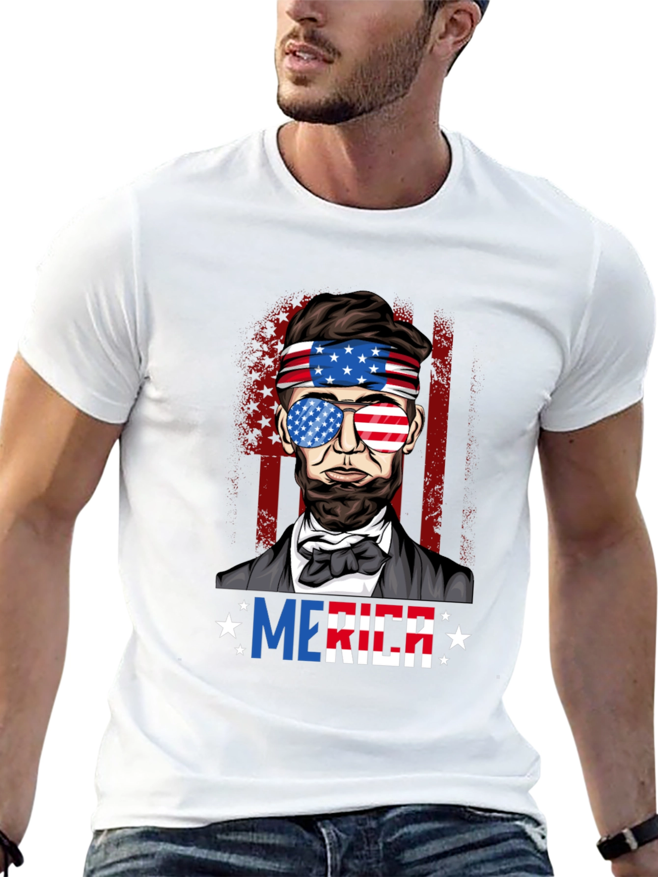 Patriotic Abraham Lincoln Mens Graphic T-Shirt
