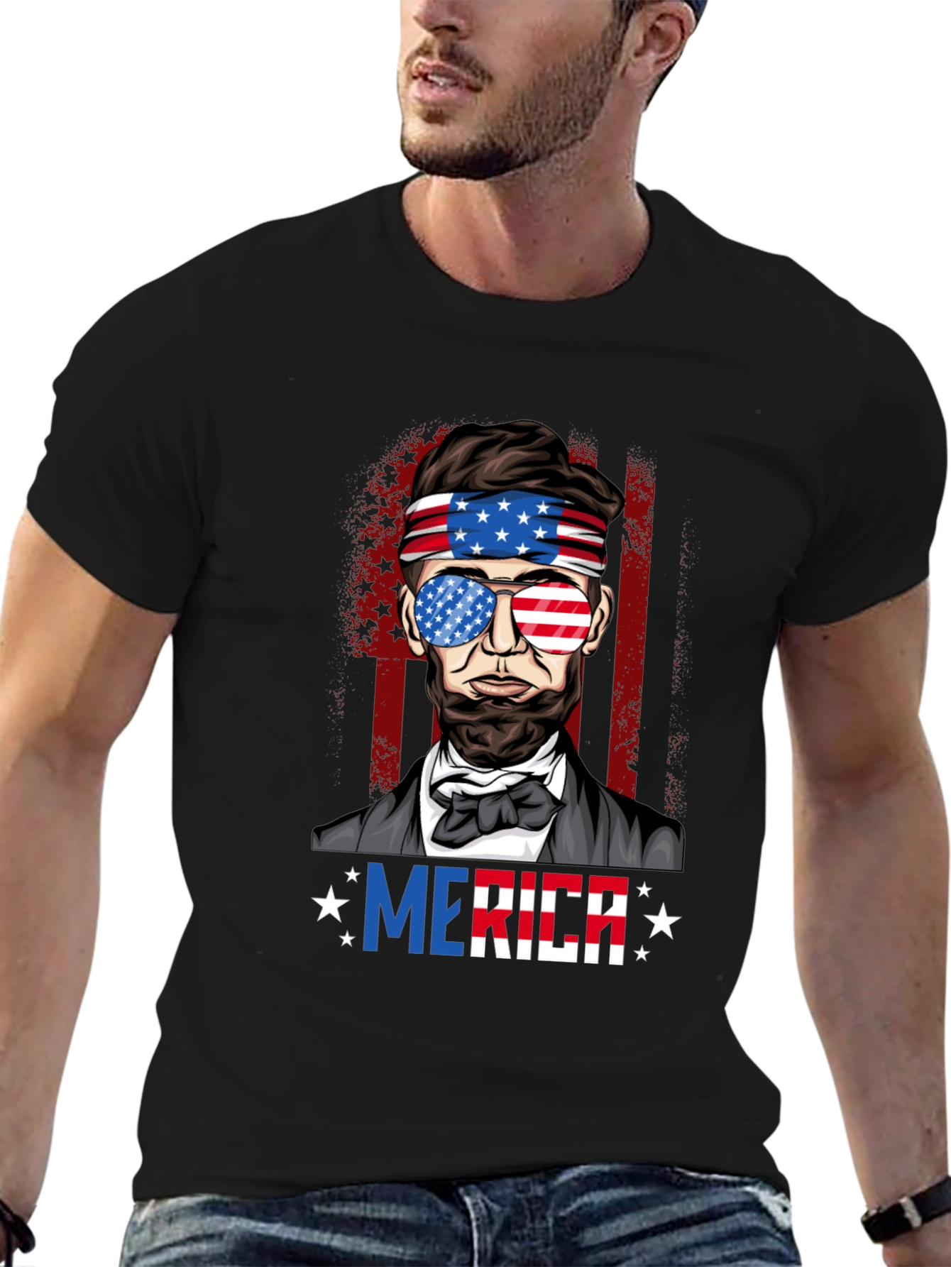 Patriotic Abraham Lincoln Mens Graphic T-Shirt