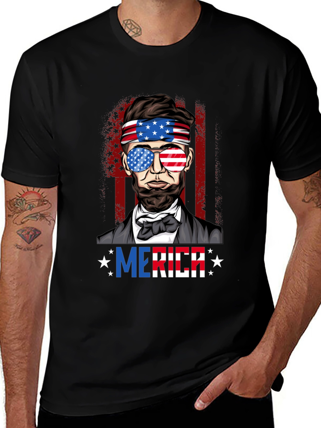 Patriotic Abraham Lincoln Mens Graphic T-Shirt