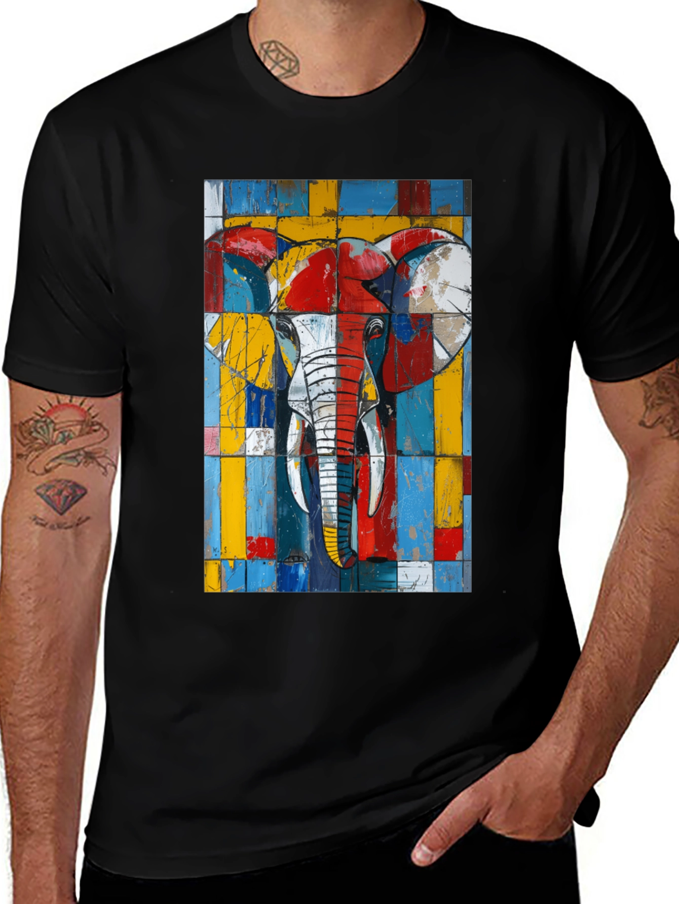 Abstract Elephant Graphic Tee - Modern Art Design