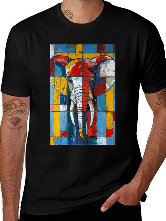 Abstract Elephant Graphic Tee - Modern Art Design