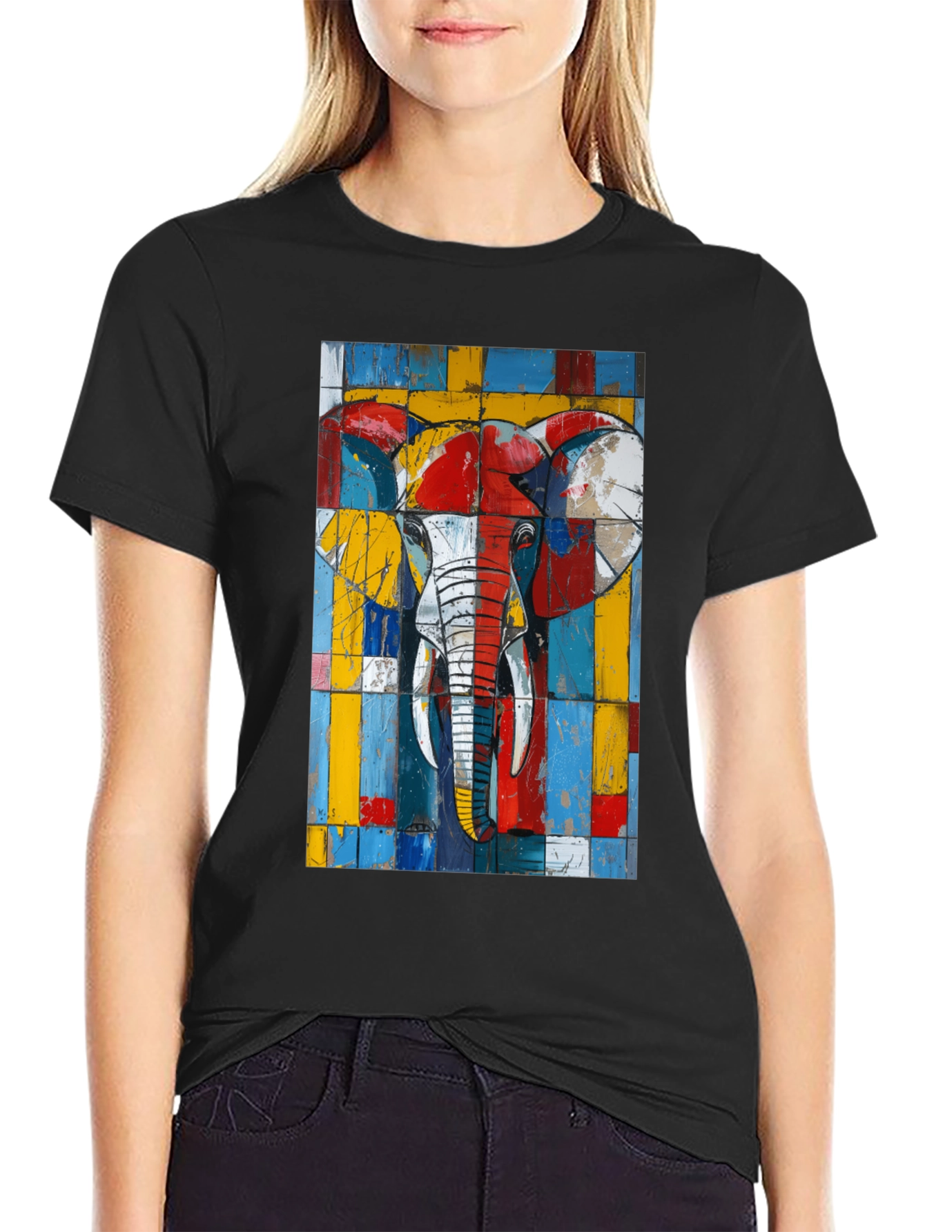 Abstract Elephant Graphic Tee - Modern Art Design