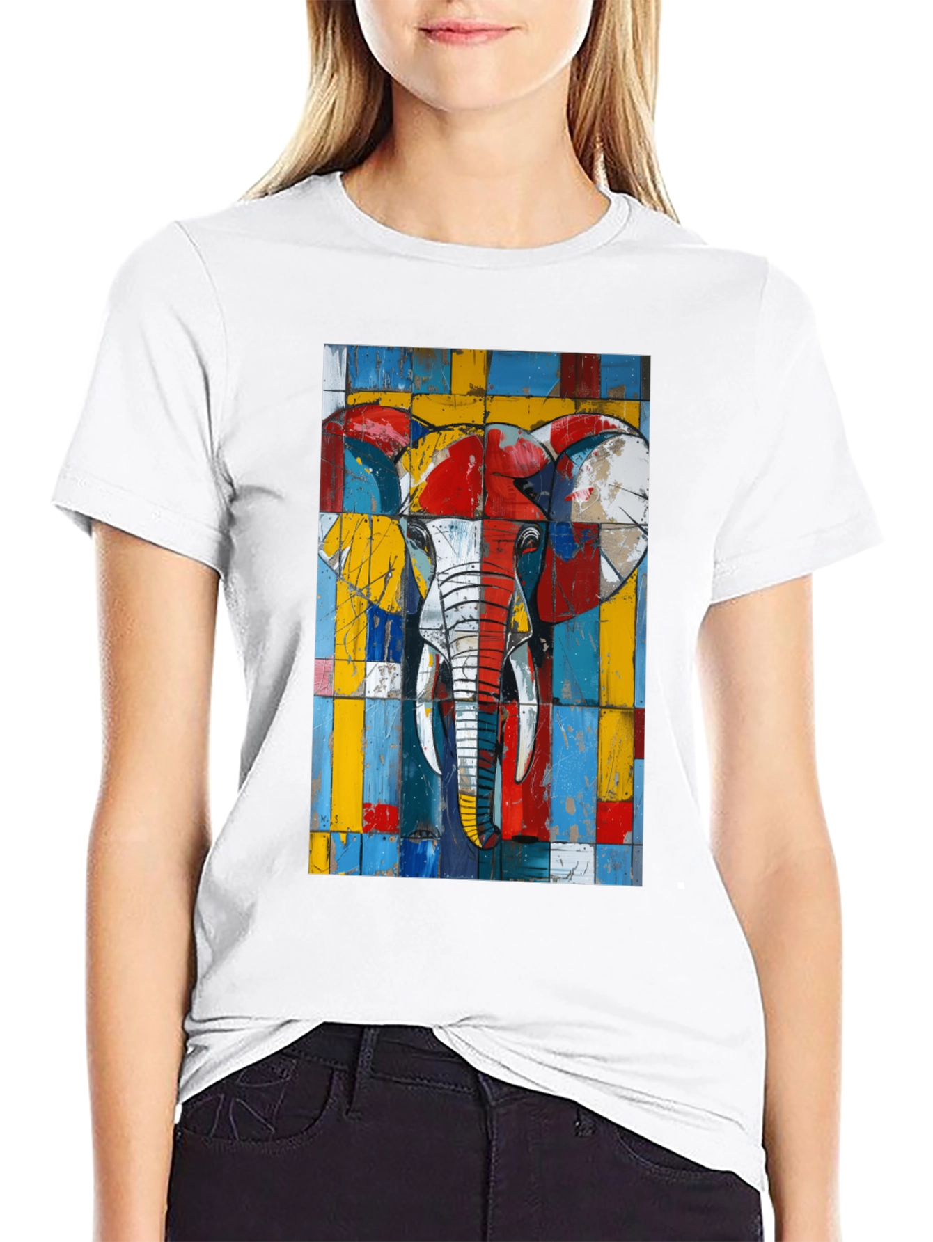 Abstract Elephant Graphic Tee - Modern Art Design