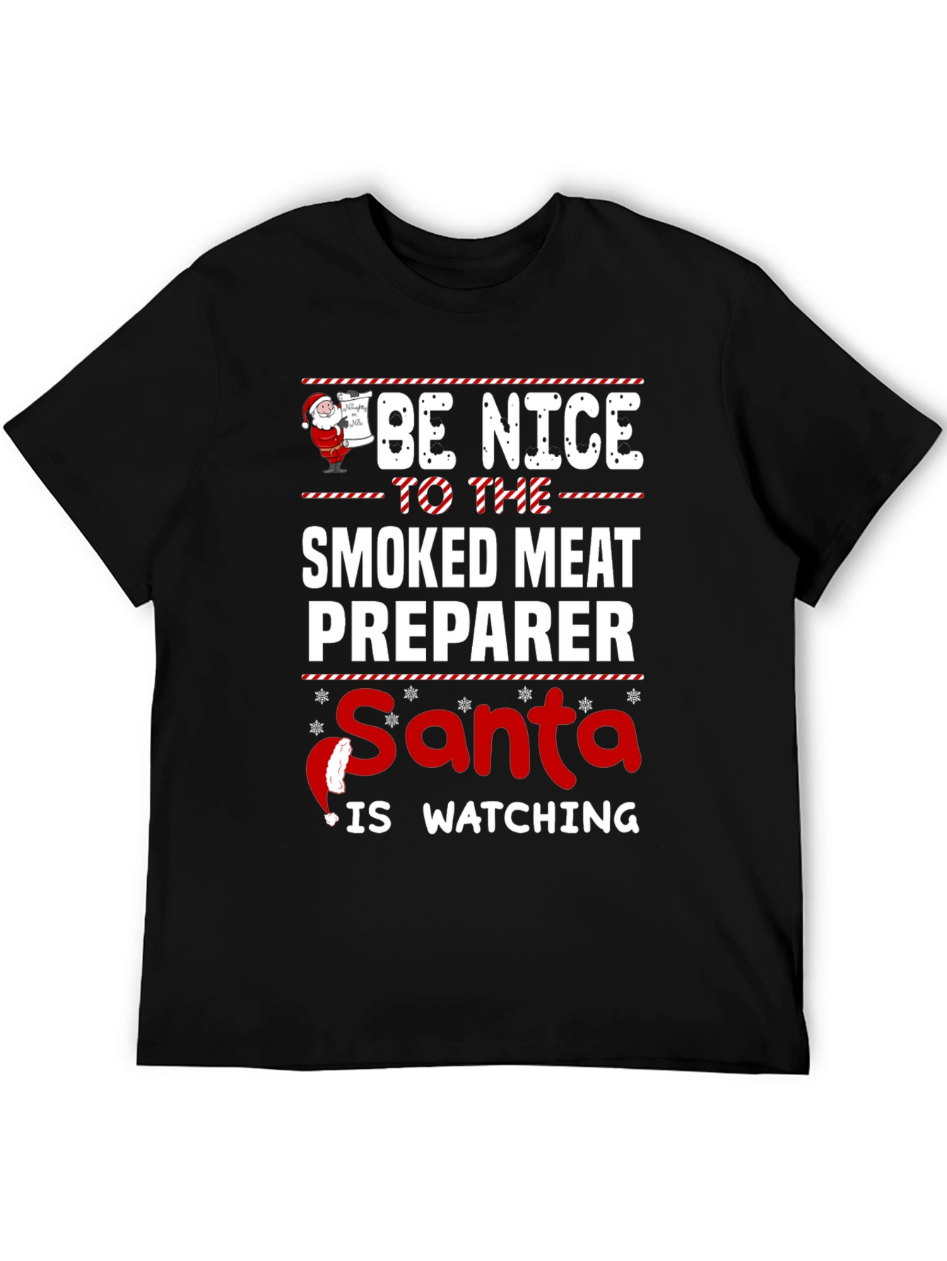 Smoked Meat Preparer Santa Watching T-Shirt