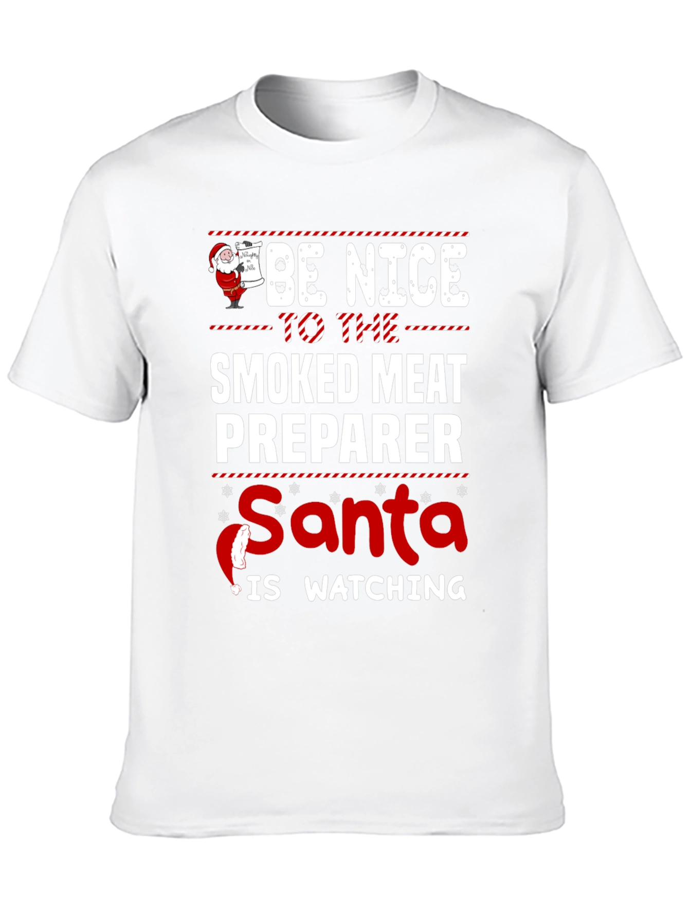 Smoked Meat Preparer Santa Watching T-Shirt