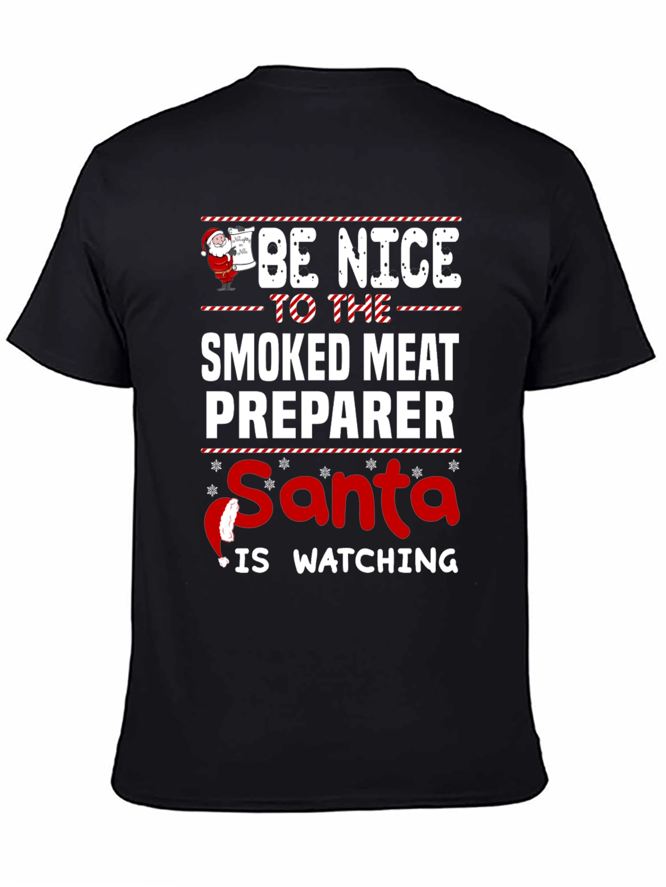 Smoked Meat Preparer Santa Watching T-Shirt