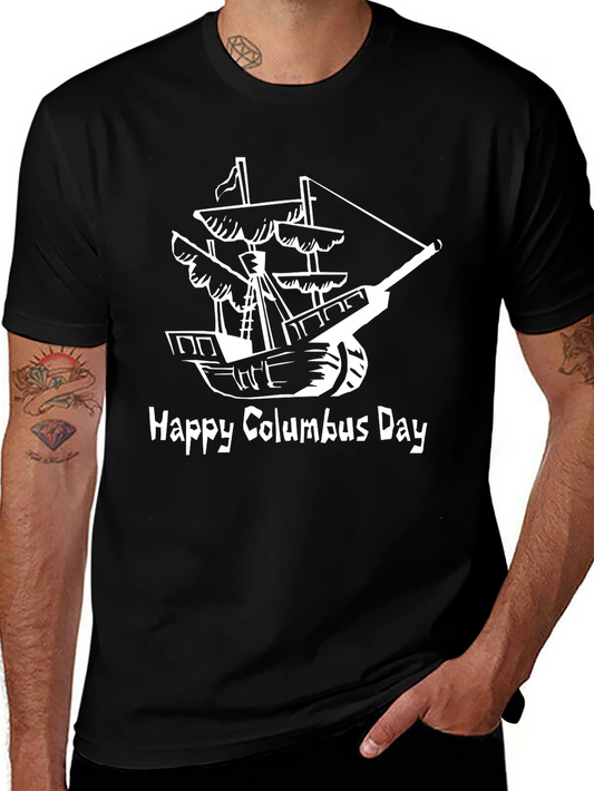 Happy Columbus Day Black T-Shirt