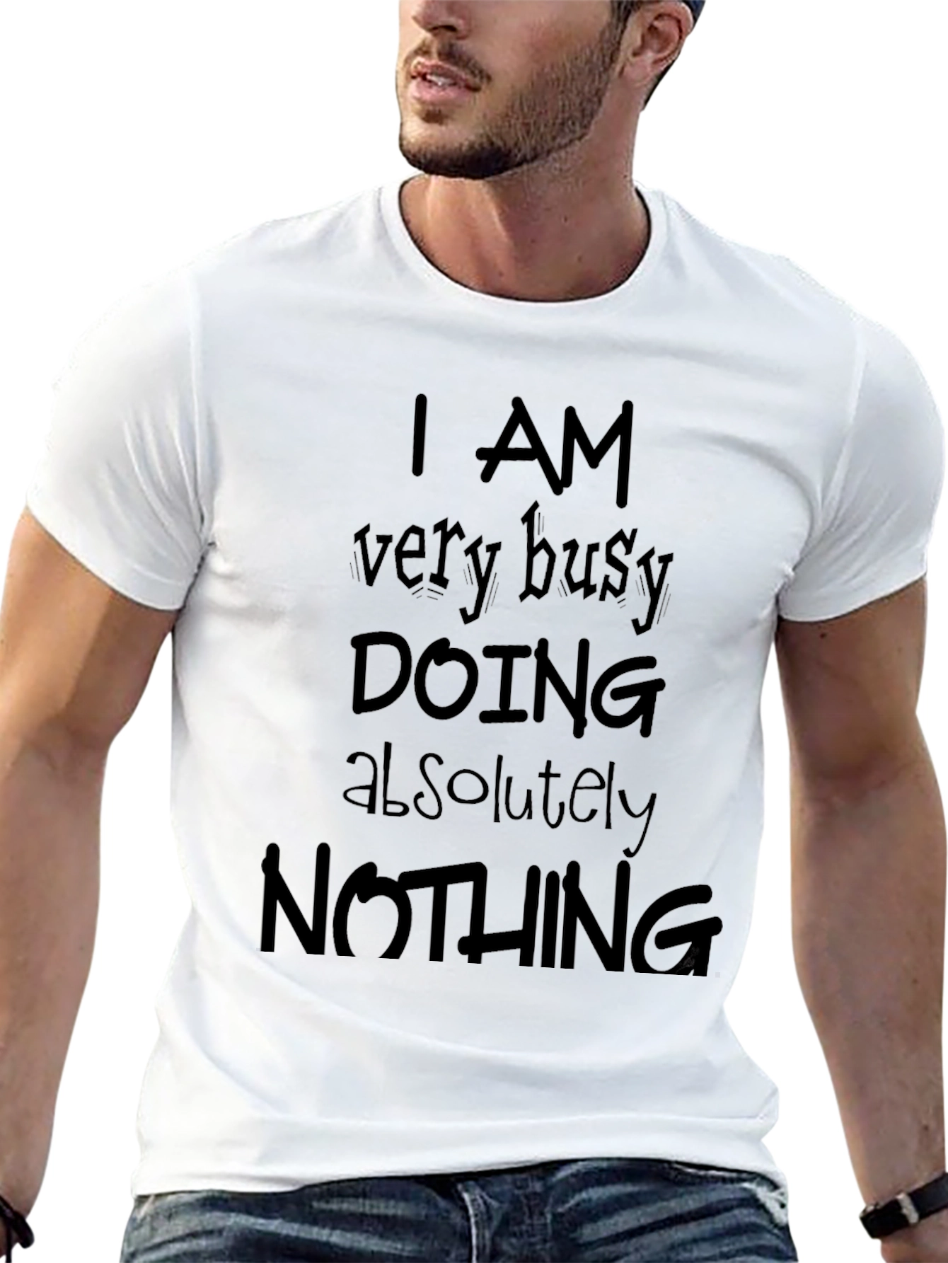 Busy Doing Nothing Black T-Shirt - Funny Slogan Tee