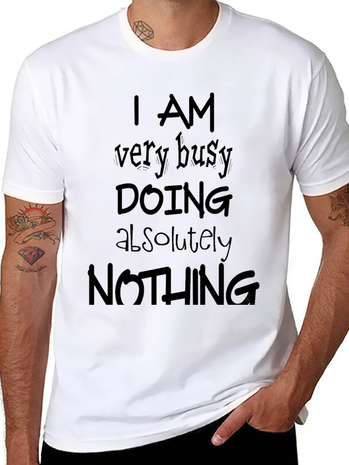 Busy Doing Nothing Black T-Shirt - Funny Slogan Tee