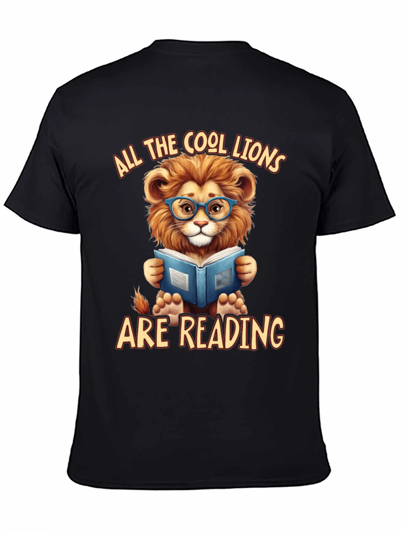 Cool Lion Reading Book Graphic T-Shirt