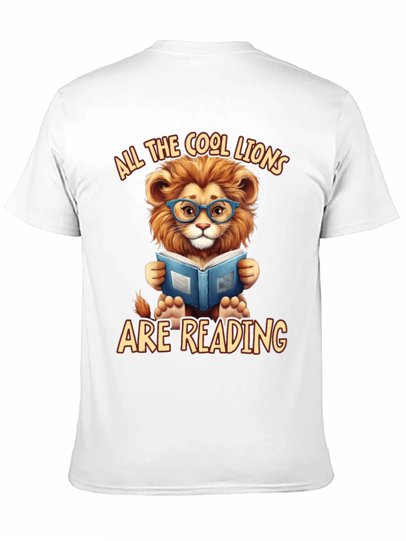 Cool Lion Reading Book Graphic T-Shirt