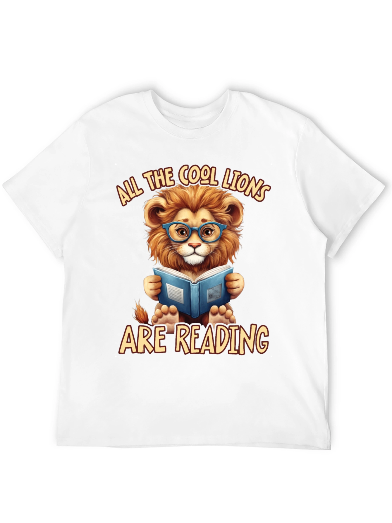Cool Lion Reading Book Graphic T-Shirt