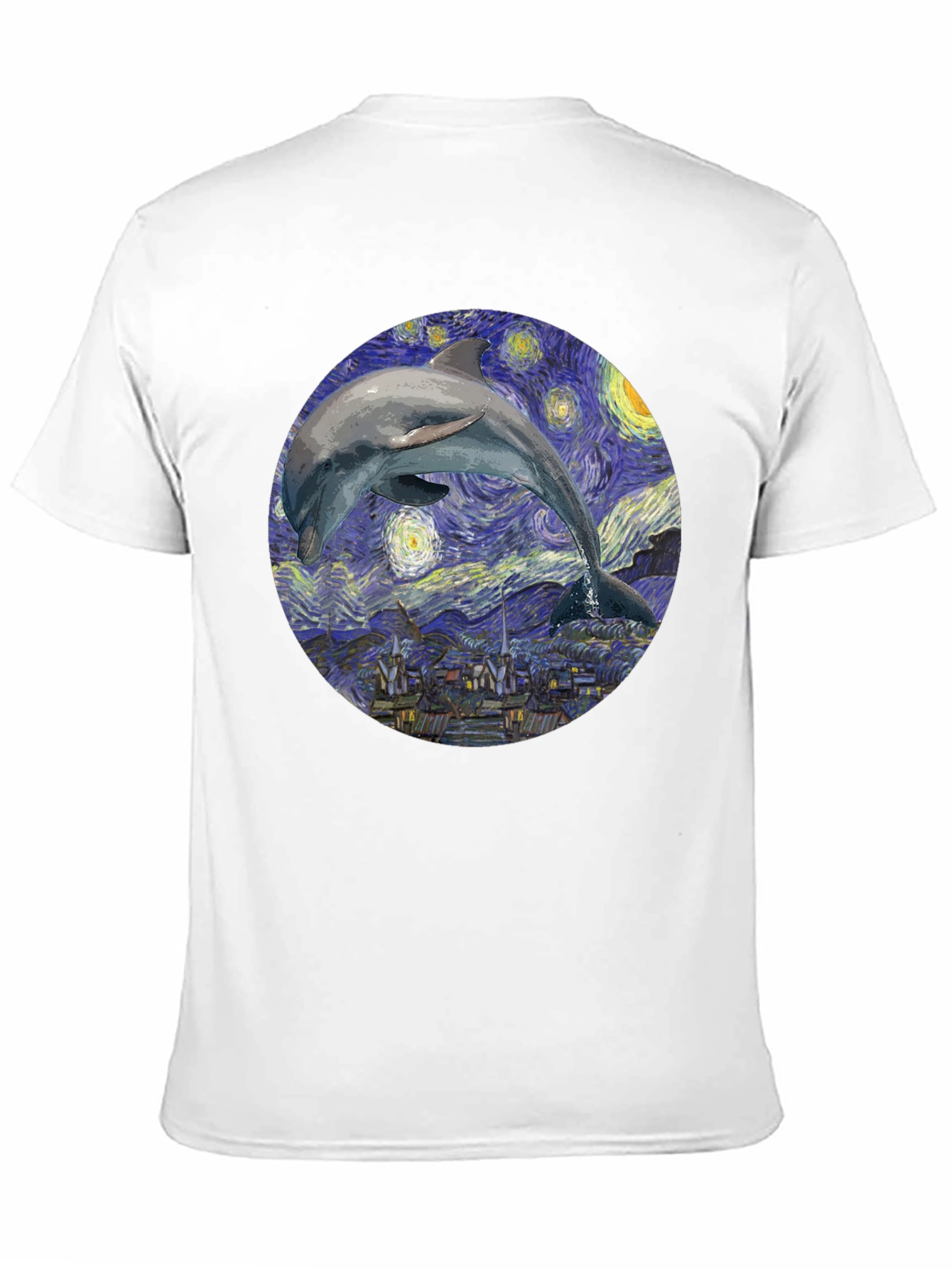 Dolphin Starry Night Black T-Shirt
