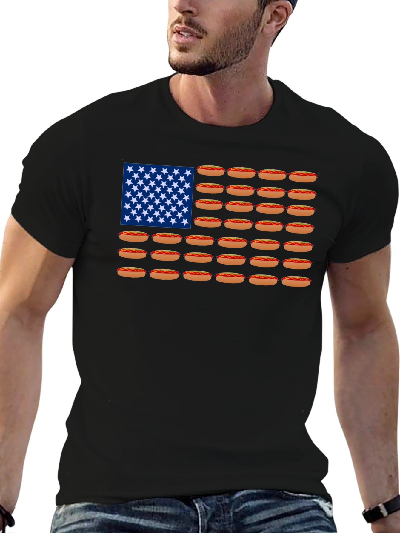 Hot Dog American Flag T-Shirt - Patriotic Apparel