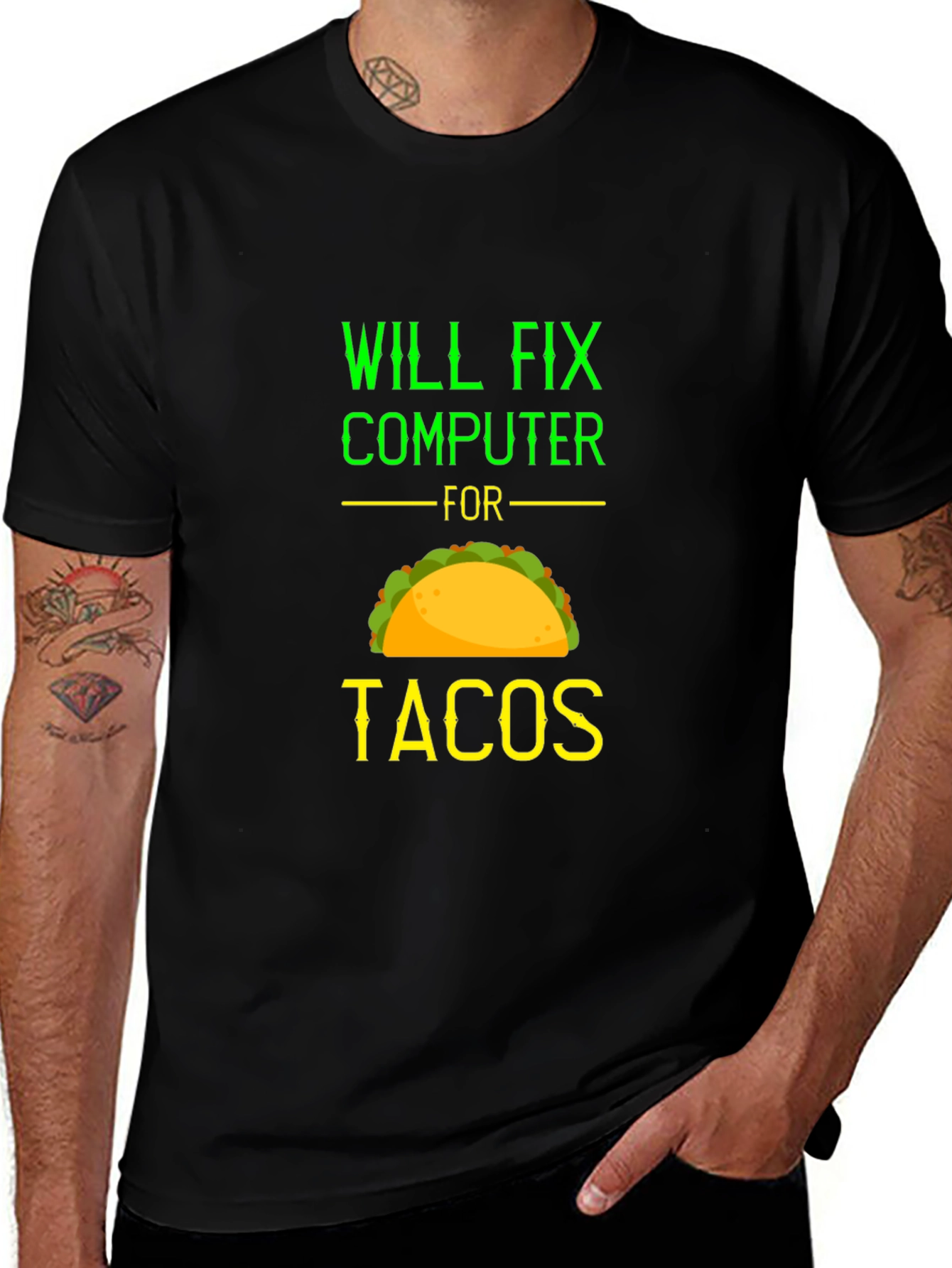 Will Fix Computer for Tacos Funny Graphic Tee