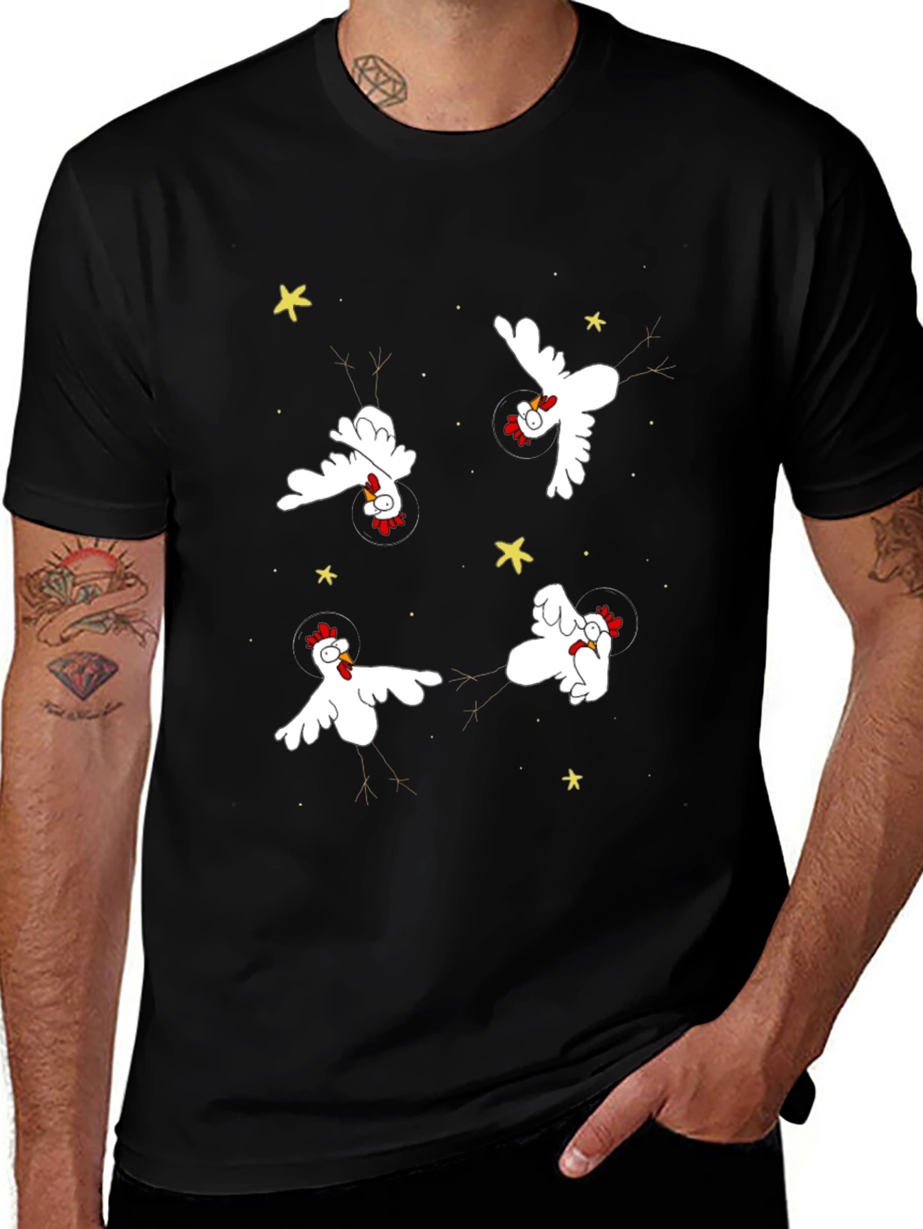 Space Chickens T-Shirt - Black
