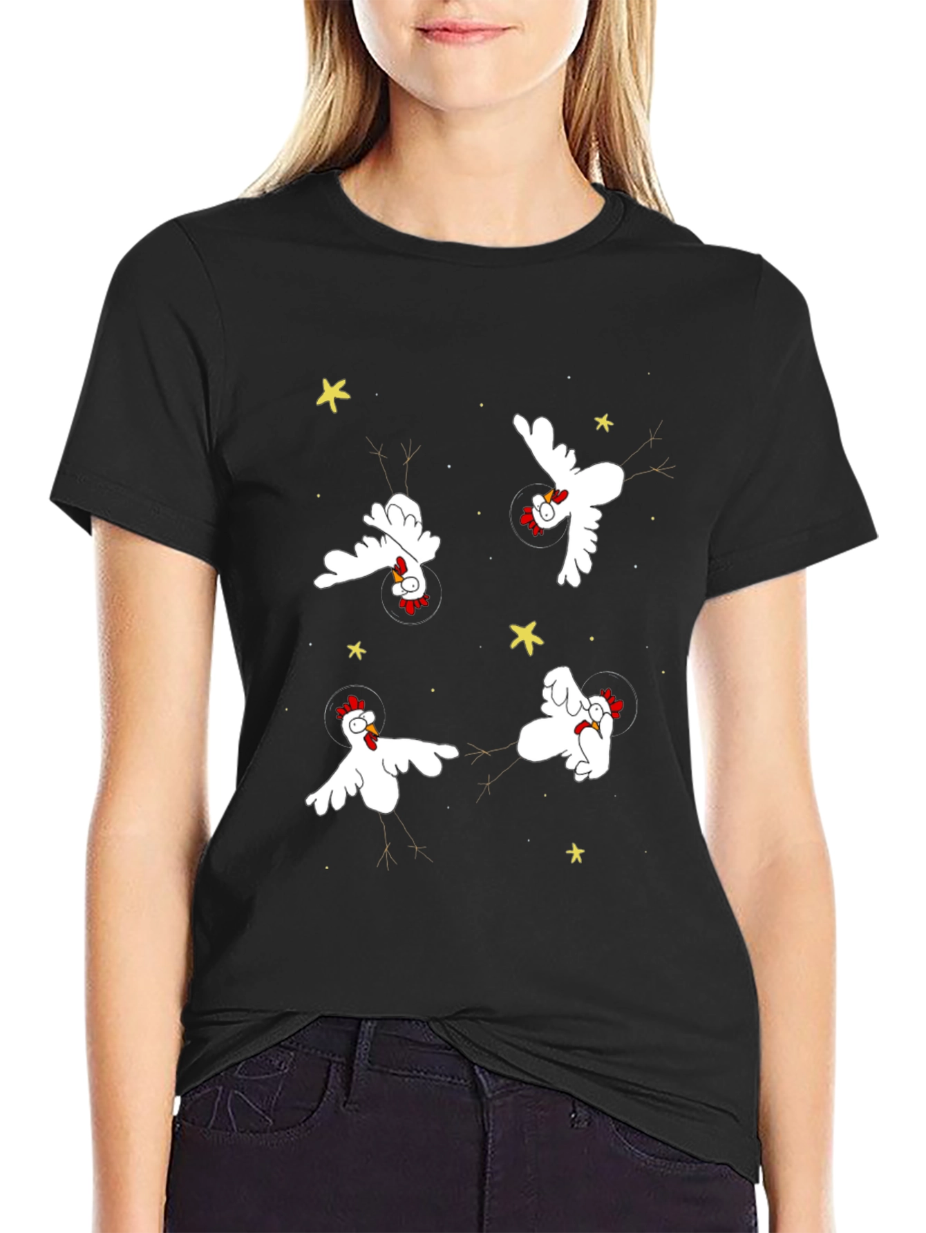 Space Chickens T-Shirt - Black