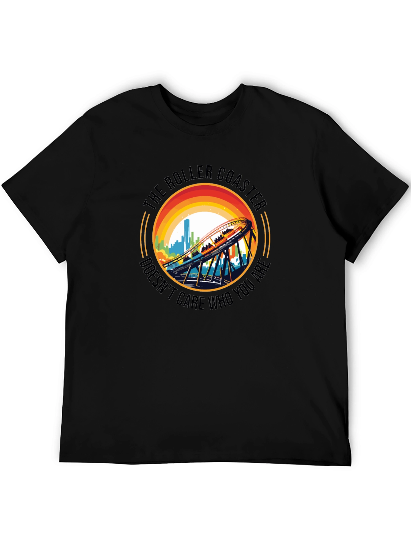 Roller Coaster Graphic Tee - Unisex Black T-Shirt