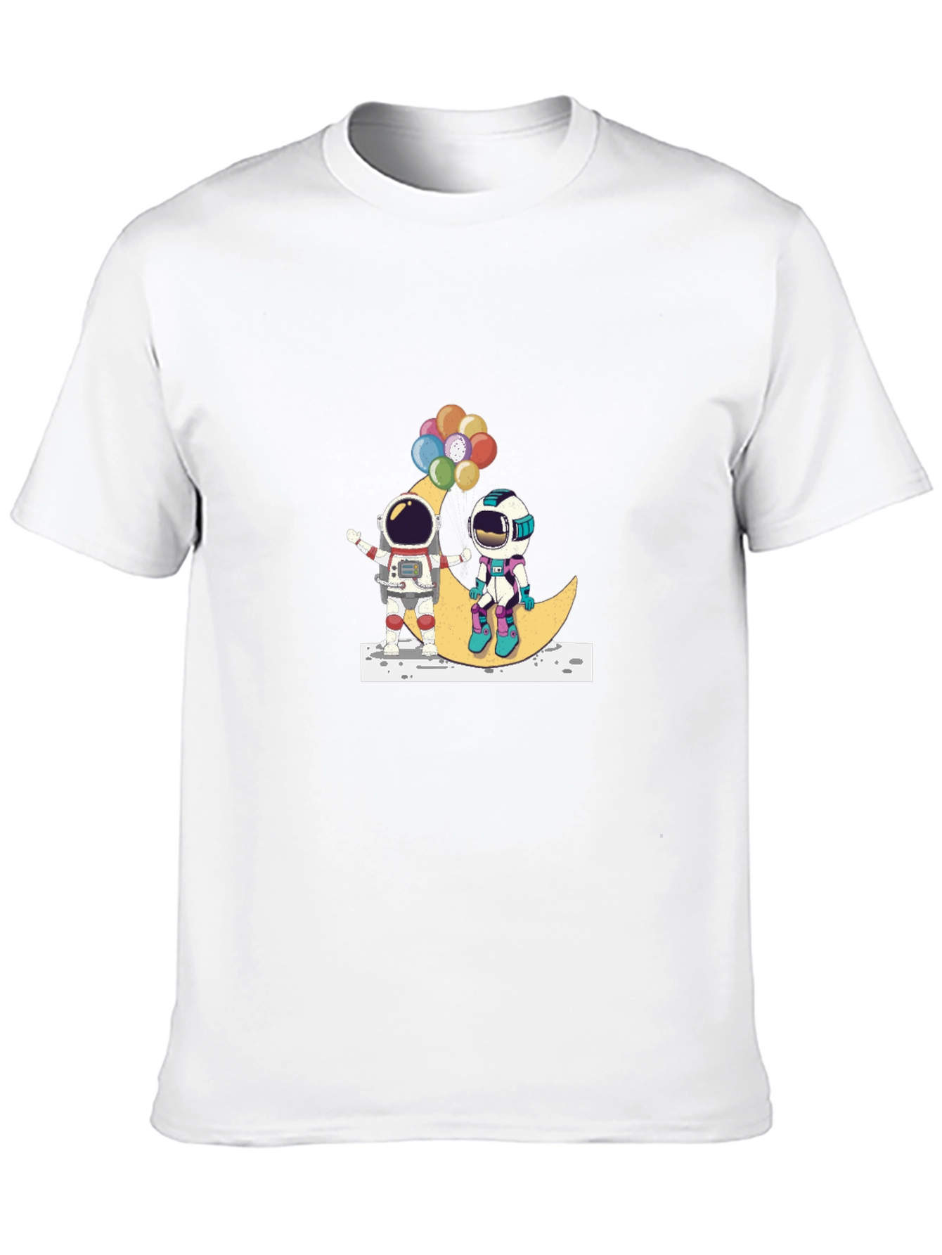 Astronauts on Moon Graphic Tee - Unisex Black T-Shirt