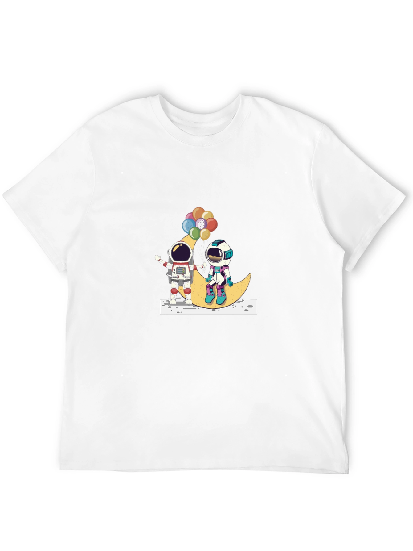 Astronauts on Moon Graphic Tee - Unisex Black T-Shirt