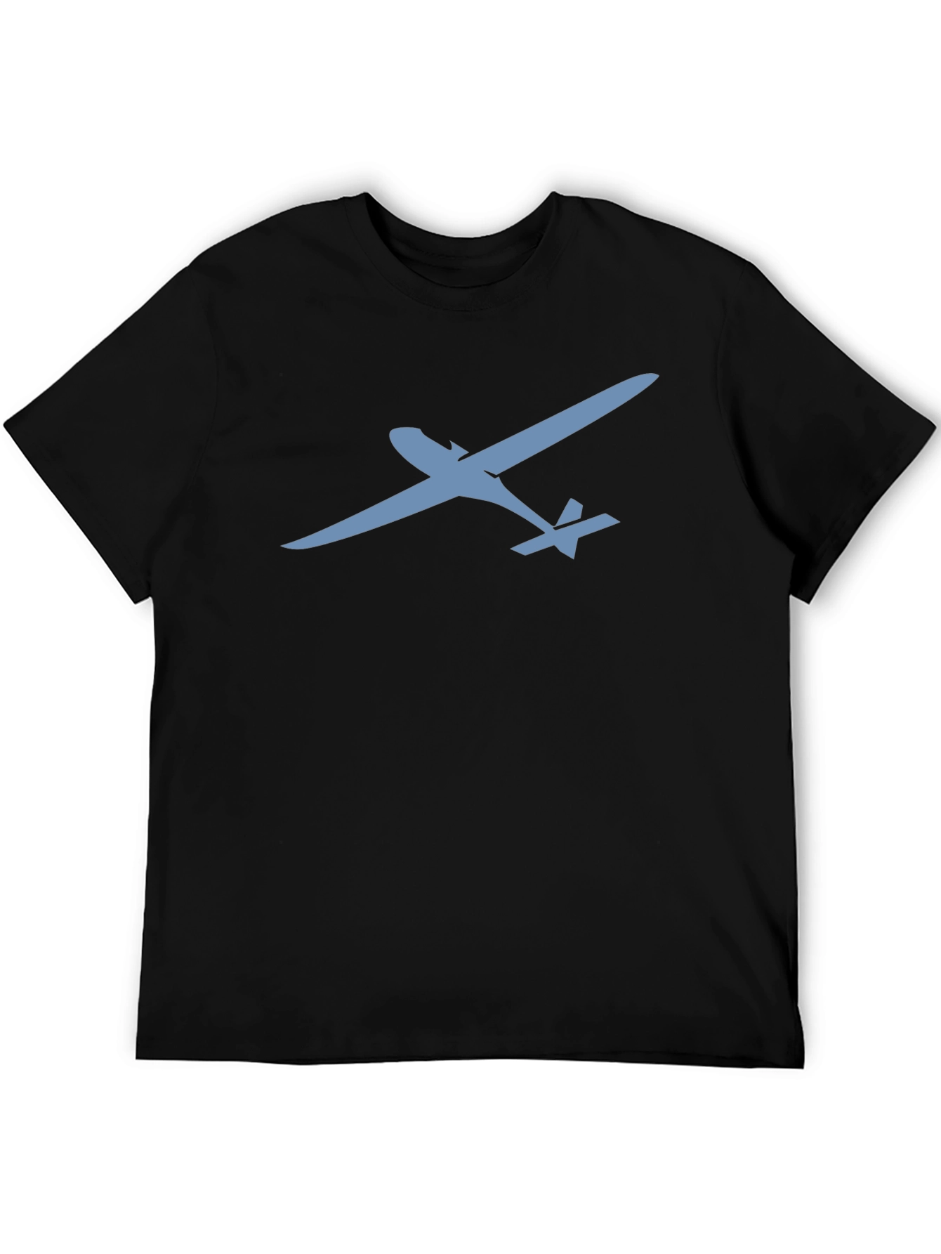 Black T-Shirt with Glider Airplane Design