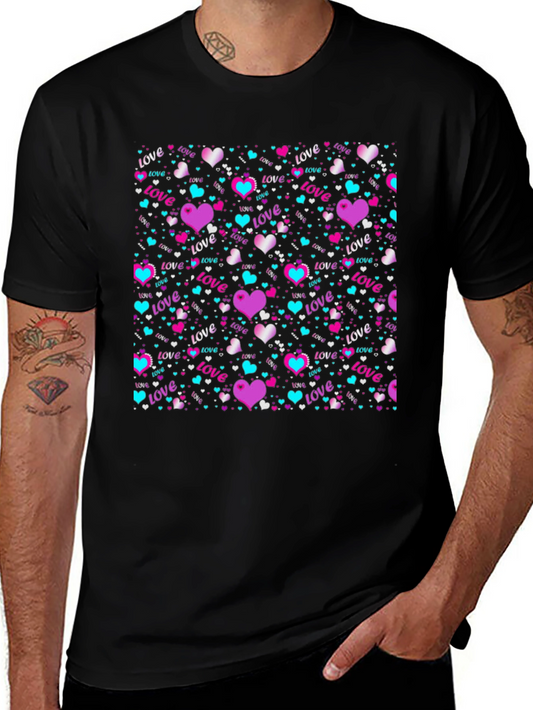 Love Heart Pattern T-Shirt - Valentines Day Gift