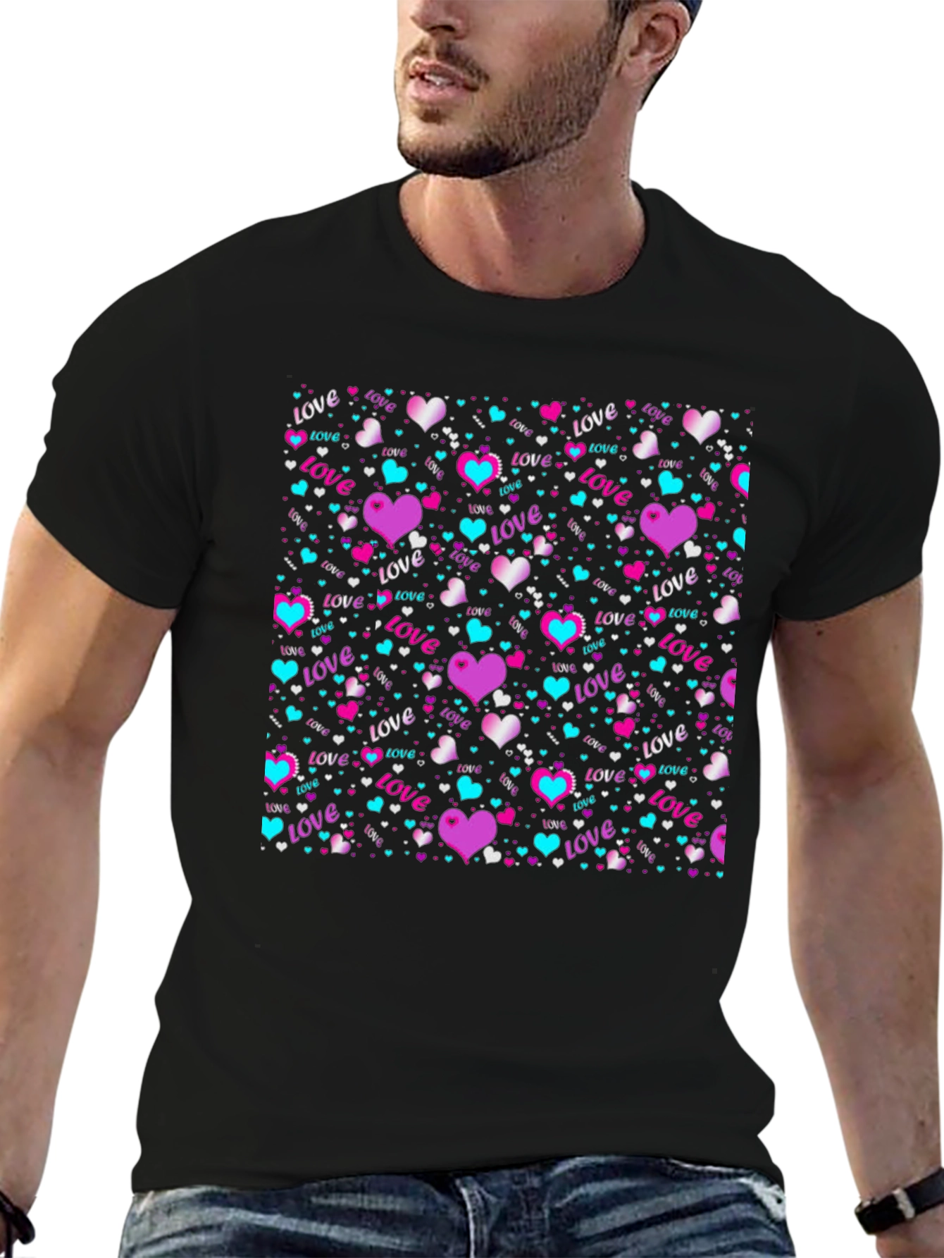 Love Heart Pattern T-Shirt - Valentines Day Gift