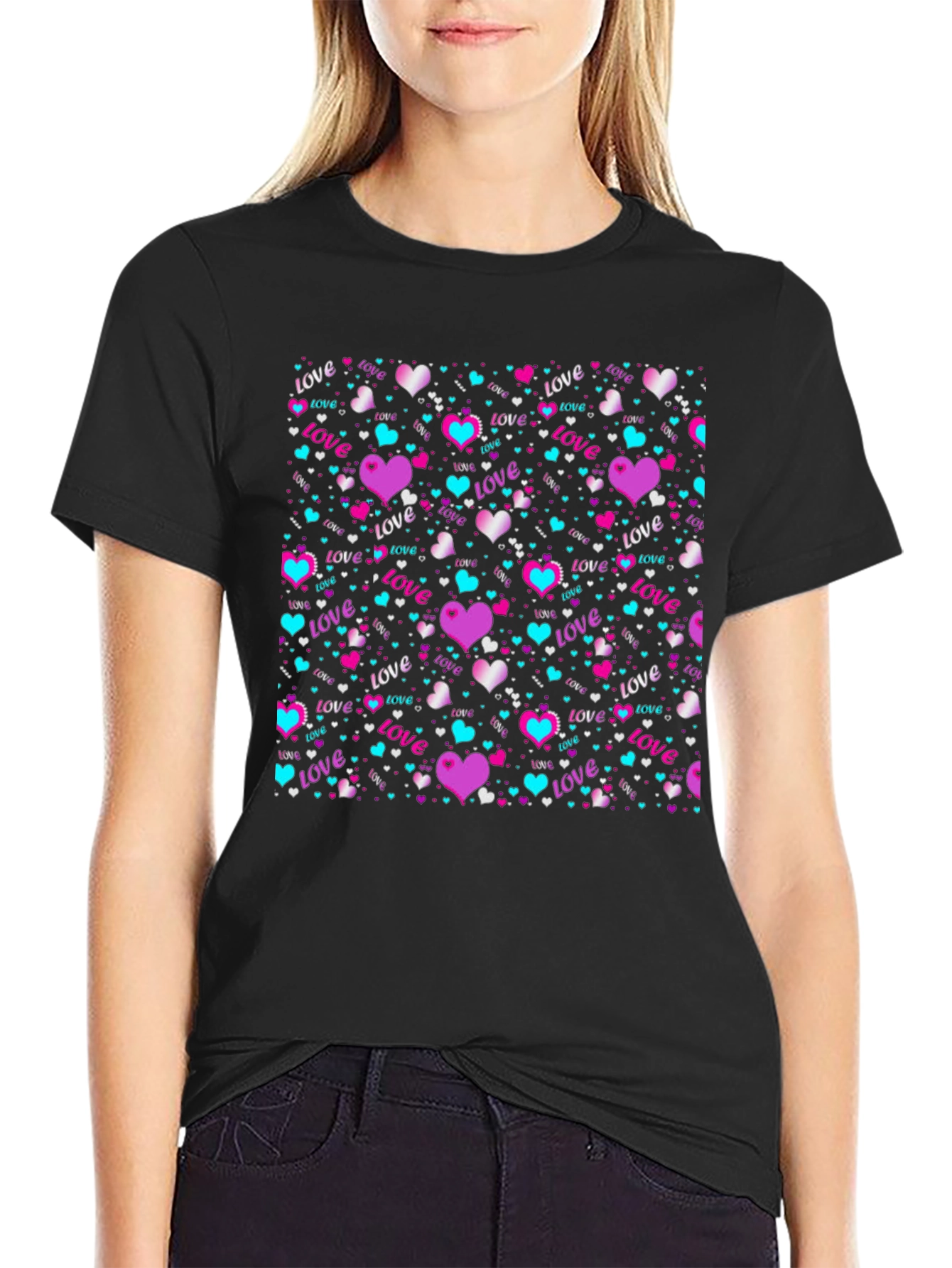 Love Heart Pattern T-Shirt - Valentines Day Gift