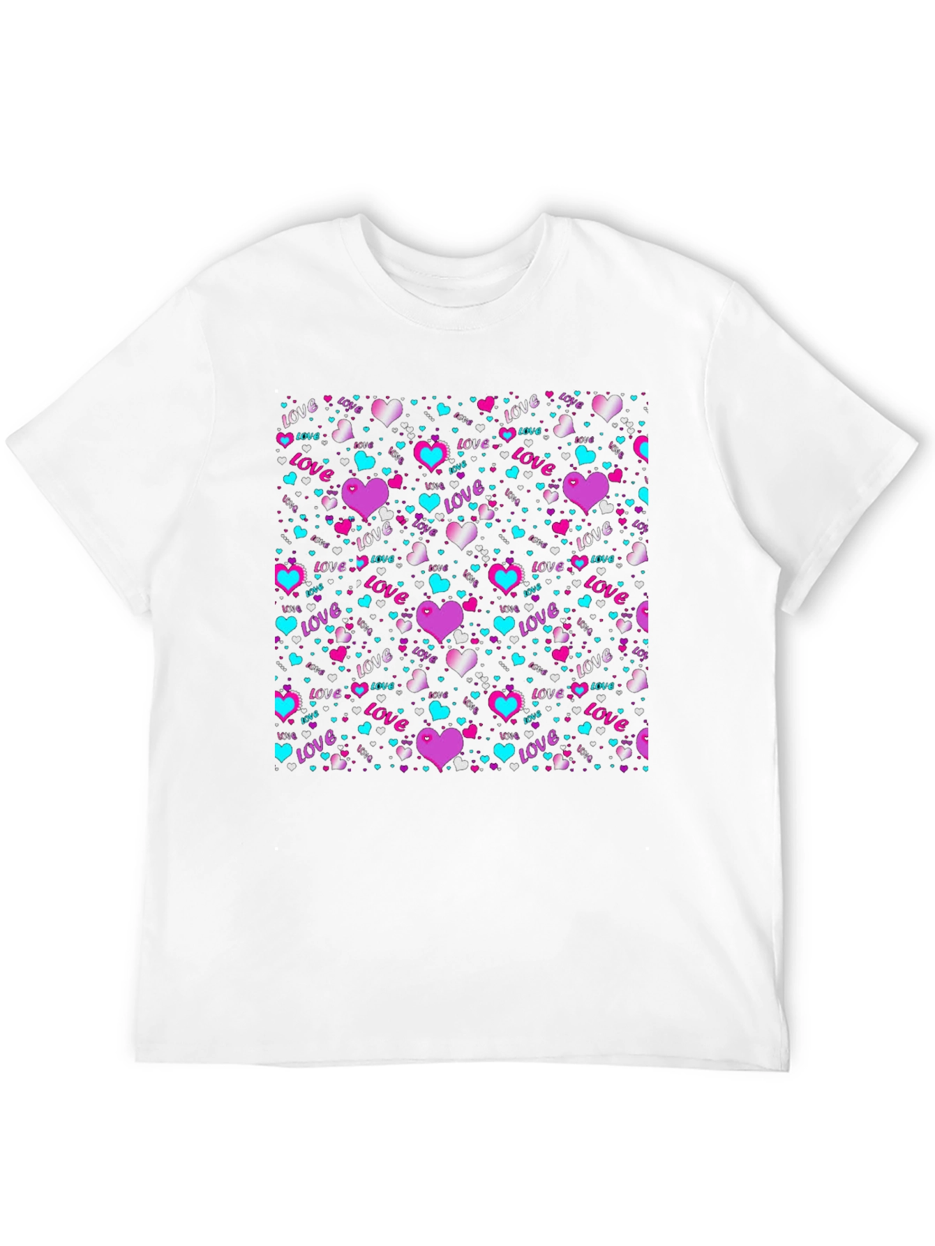 Love Heart Pattern T-Shirt - Valentines Day Gift