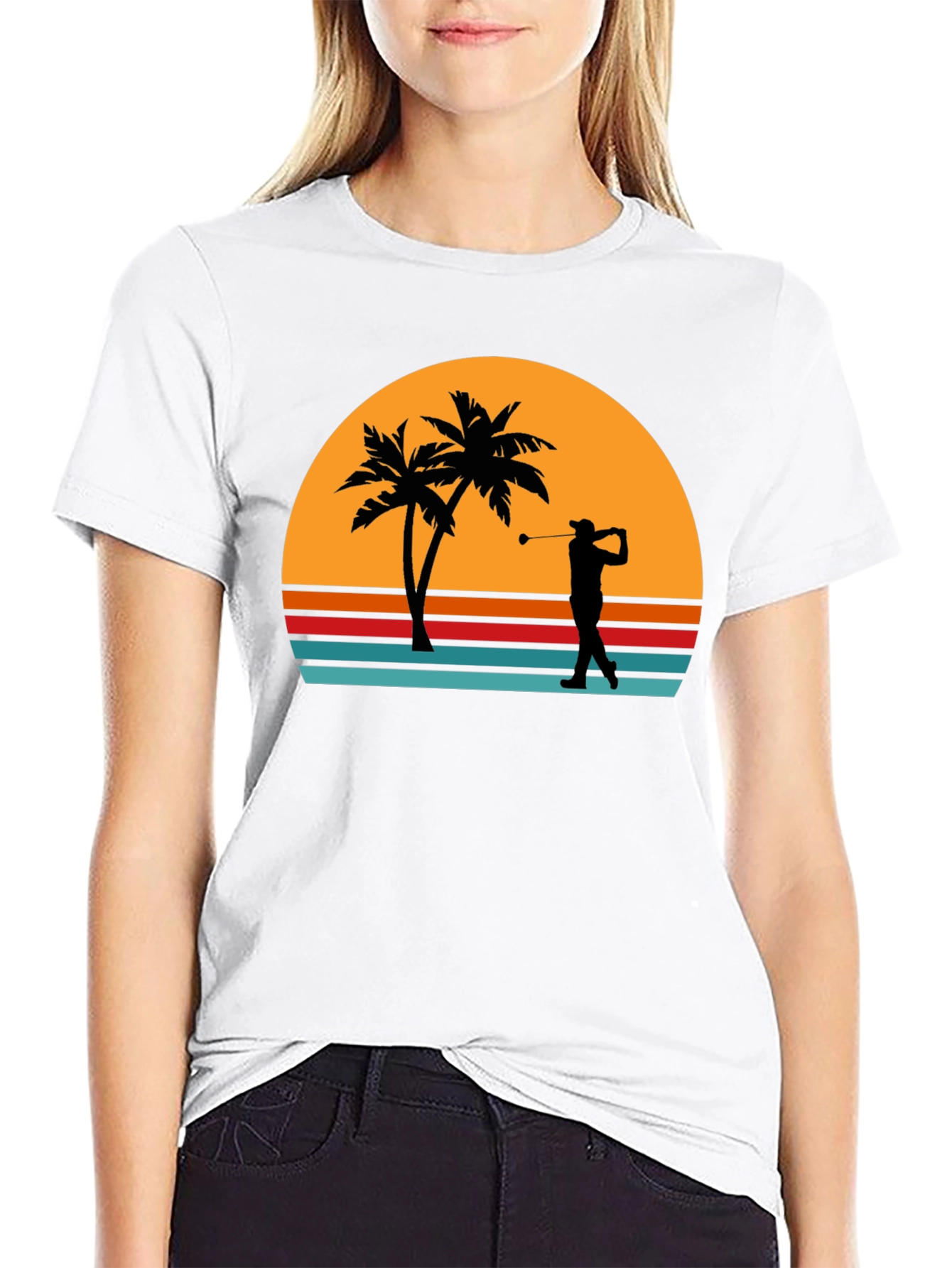Tropical Sunset Golfer T-Shirt
