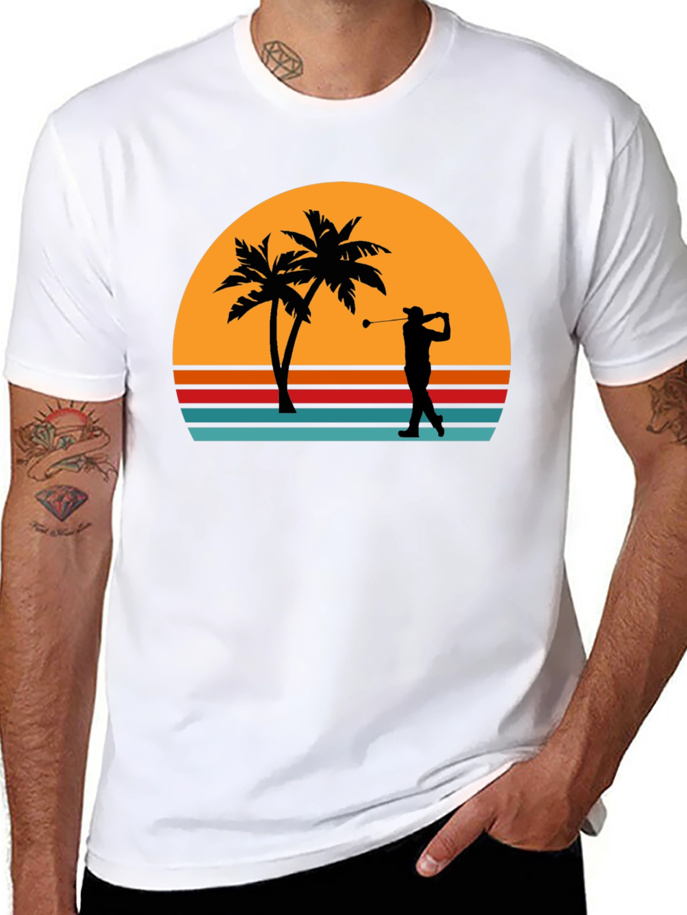 Tropical Sunset Golfer T-Shirt