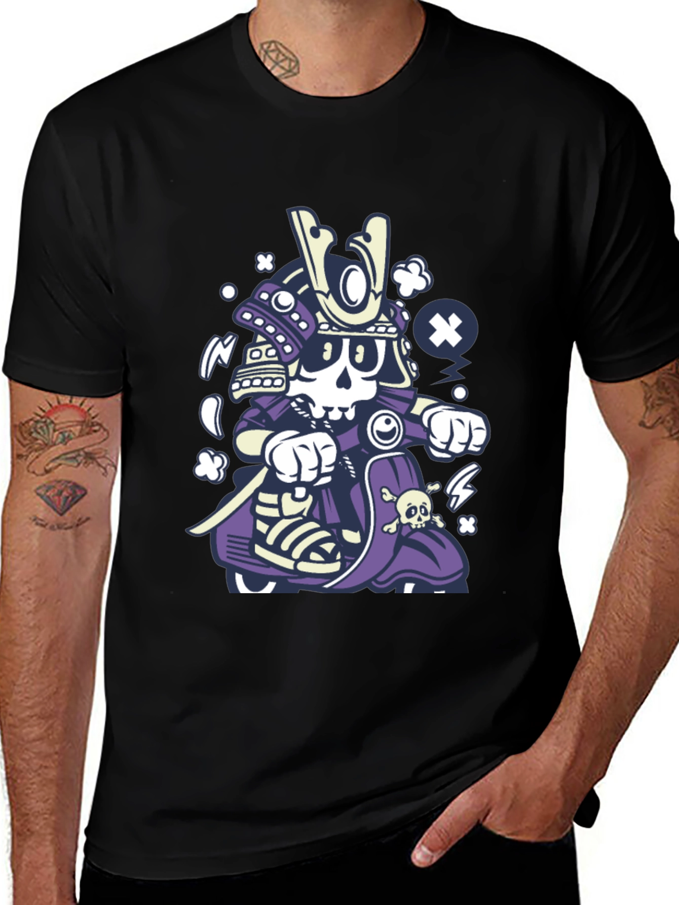 Skull Samurai Rider Black T-Shirt