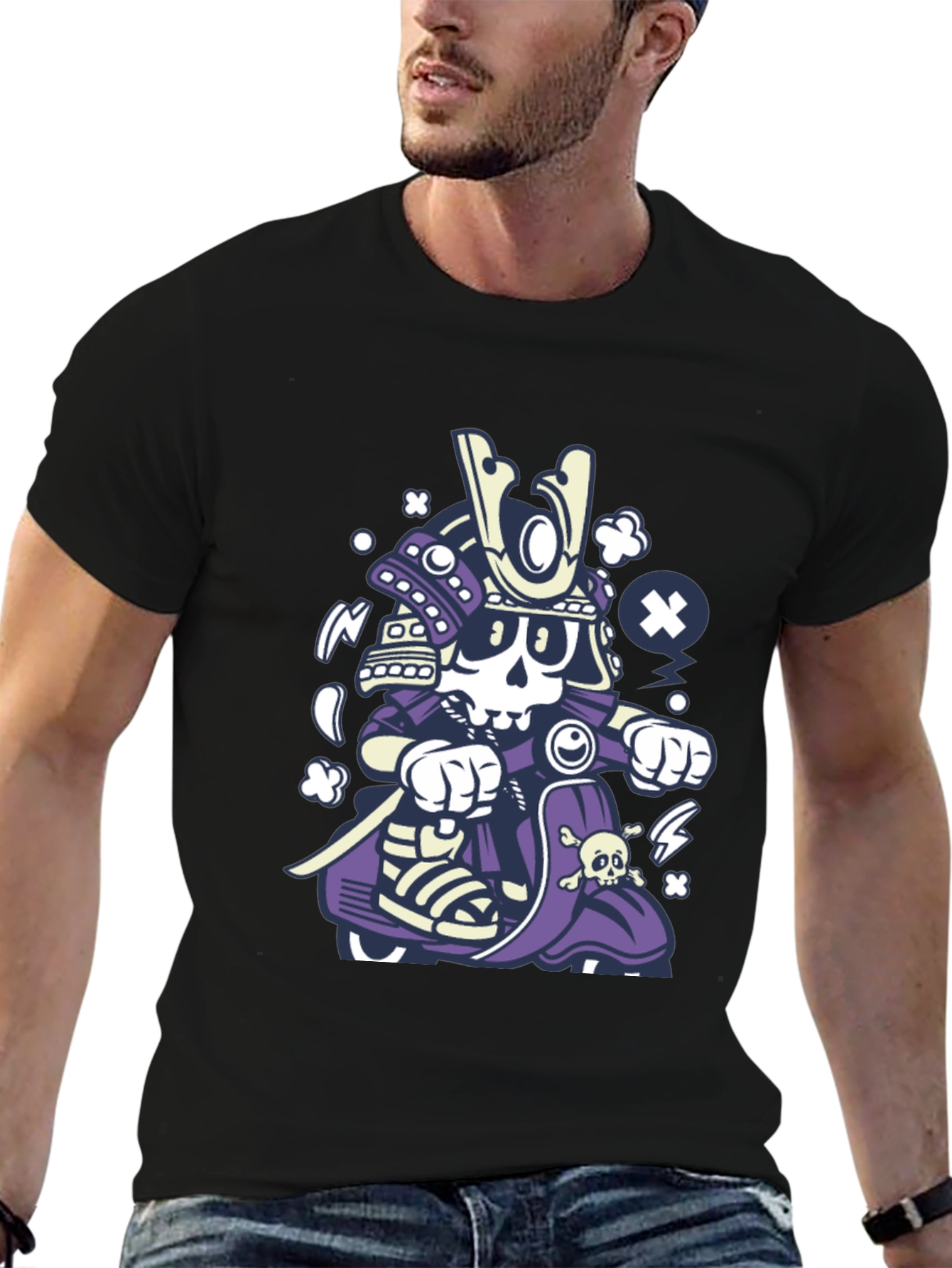 Skull Samurai Rider Black T-Shirt