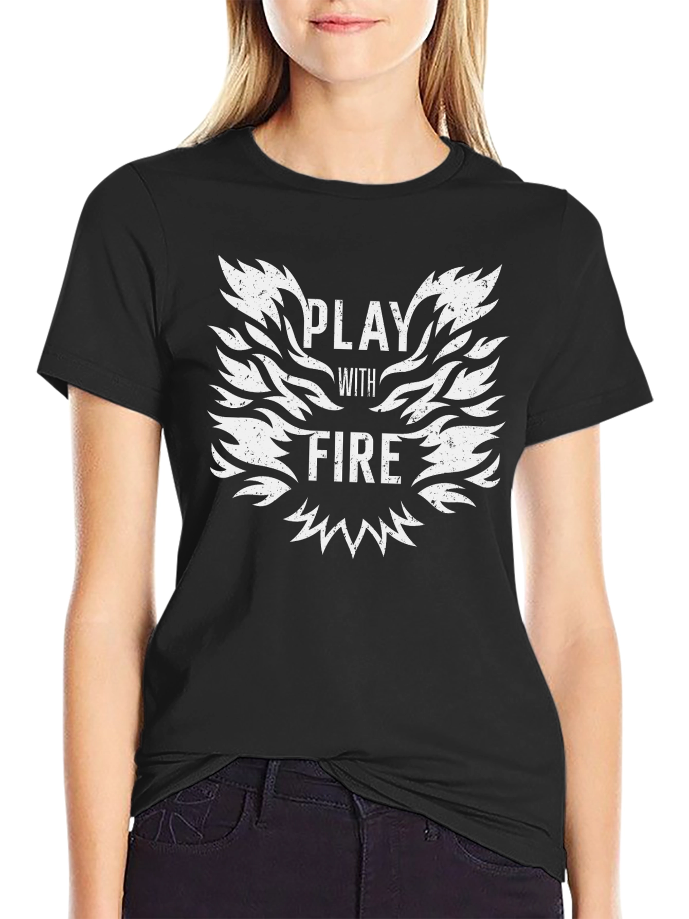 Play With Fire Graphic Tee - Bold Black T-Shirt