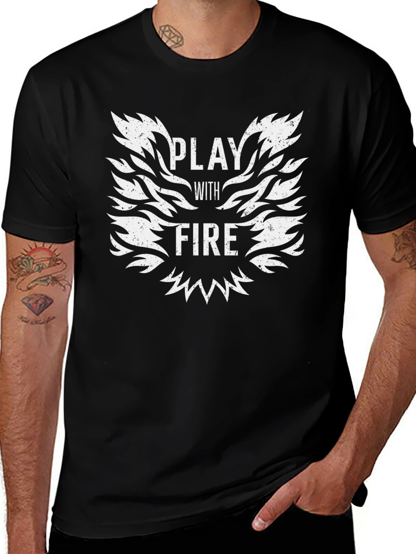 Play With Fire Graphic Tee - Bold Black T-Shirt