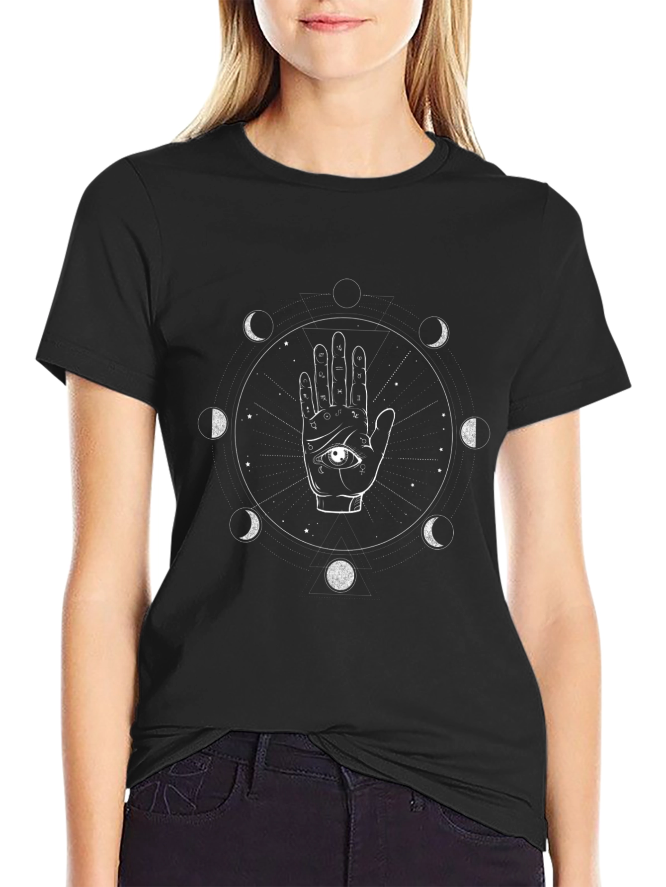 Mystic Hand & Moon Phases Graphic Tee